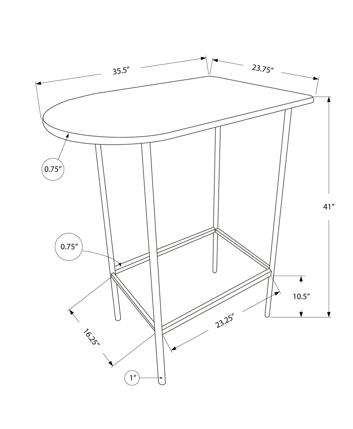 Modern Rectangular Bar Table with Metal Legs - White, photo 4 of 4