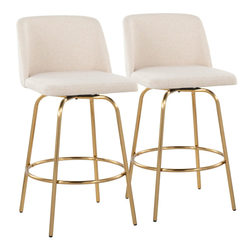Toriano - Contemporary, Fixed Height Counter Stool With Swivel With Round Footrest (Set of 2) by Unique Piece Furniture