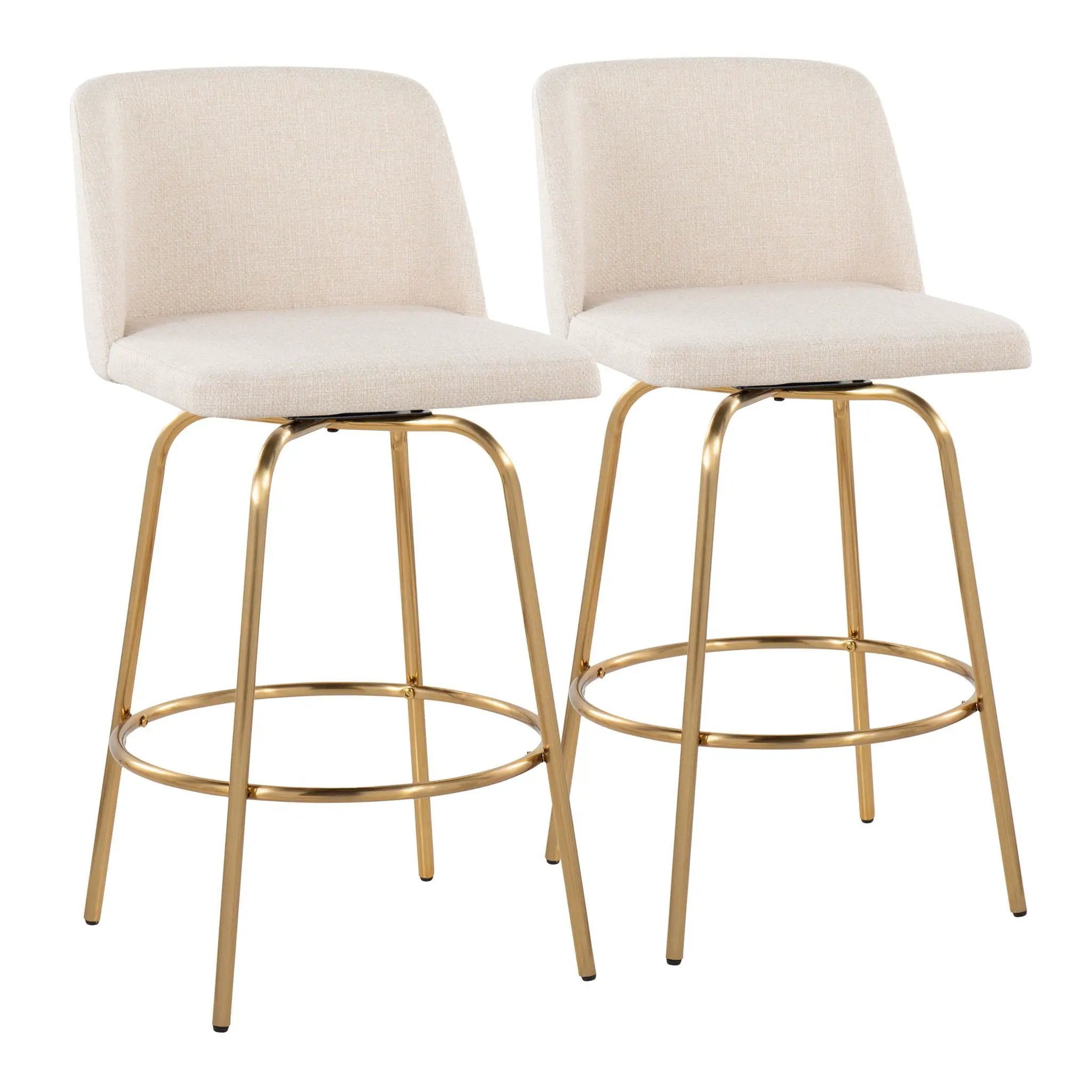 Toriano - Contemporary, Fixed Height Counter Stool With Swivel With Round Footrest (Set of 2) by HouseOfZazla