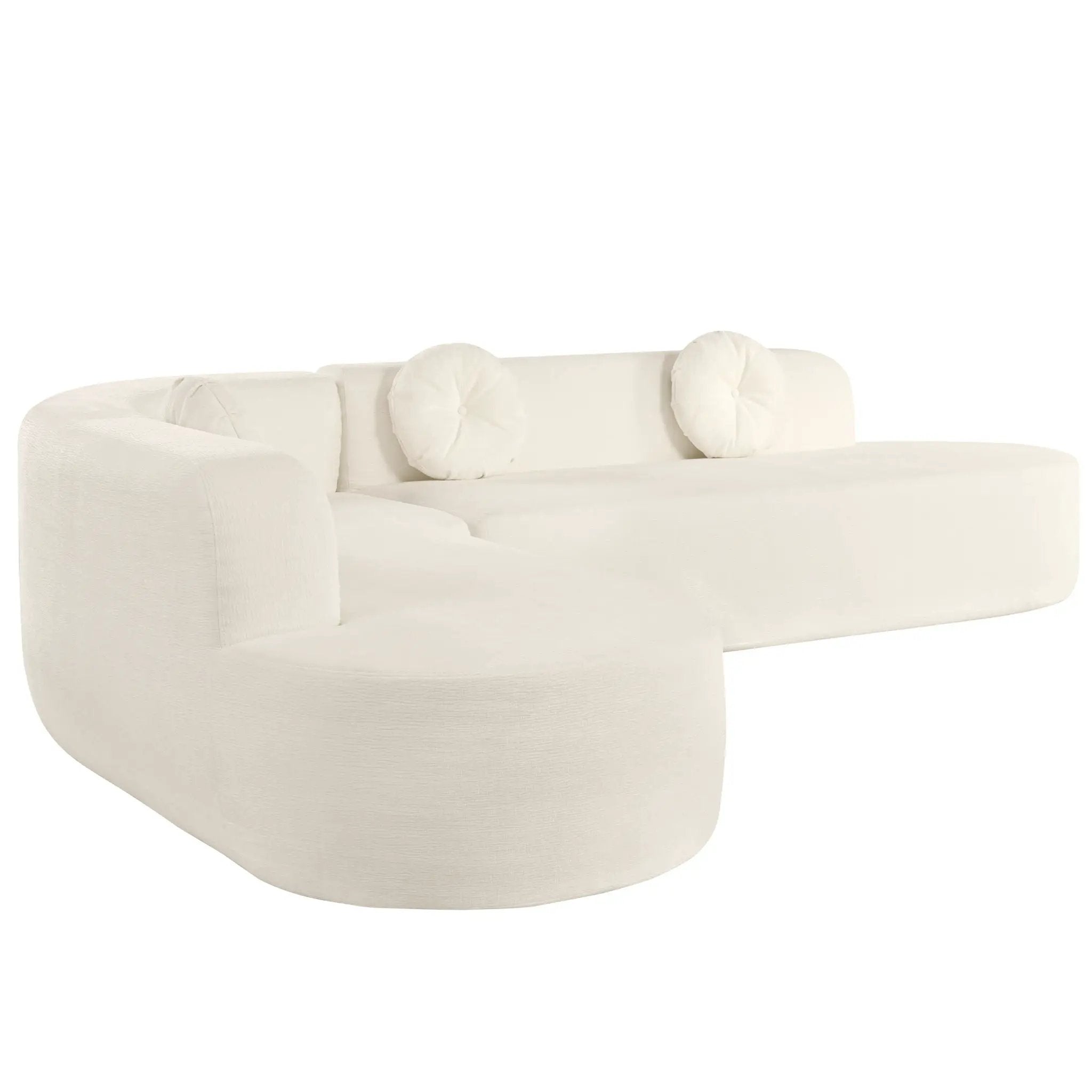 Extra Large Sectional Sofa Soft Fabric Upholstery, Elegant Curved Design With 3 Round Cushions, High-Resilience Foam by HouseOfZazla