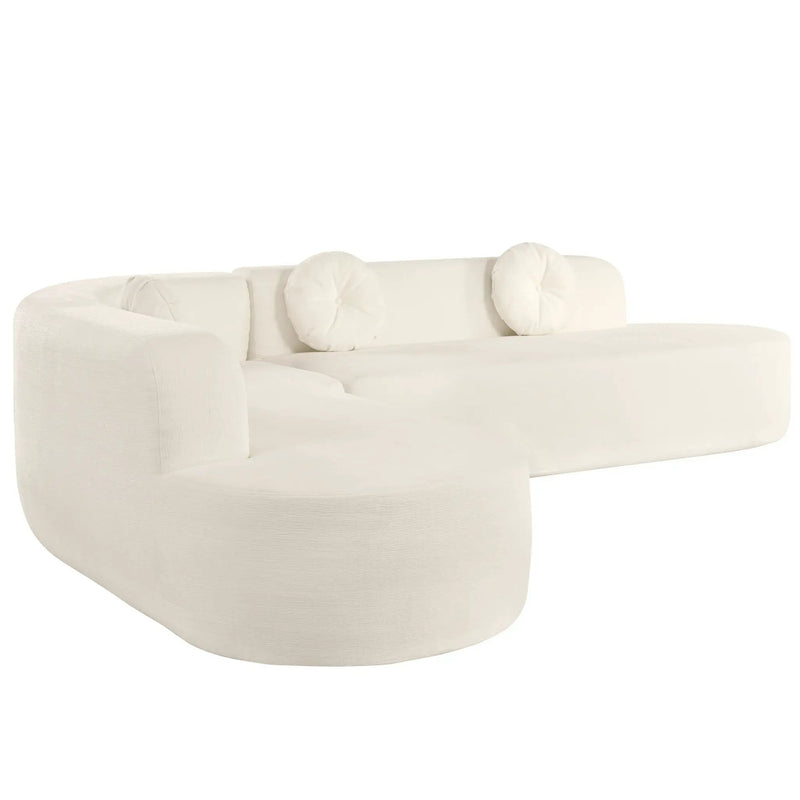 Extra Large Sectional Sofa Soft Fabric Upholstery, Elegant Curved Design With 3 Round Cushions, High-Resilience Foam by HouseOfZazla