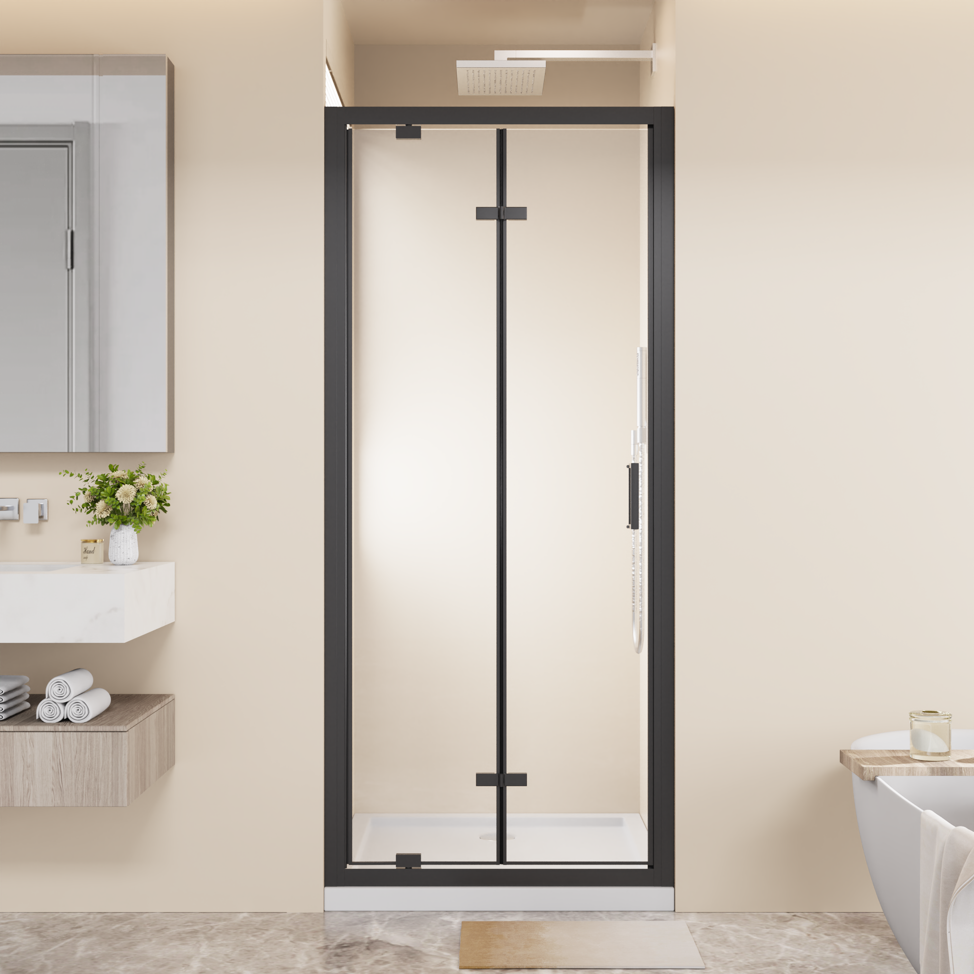 Framed Bi-fold Pivot Shower Door 32"x72" by HouseOfZazla