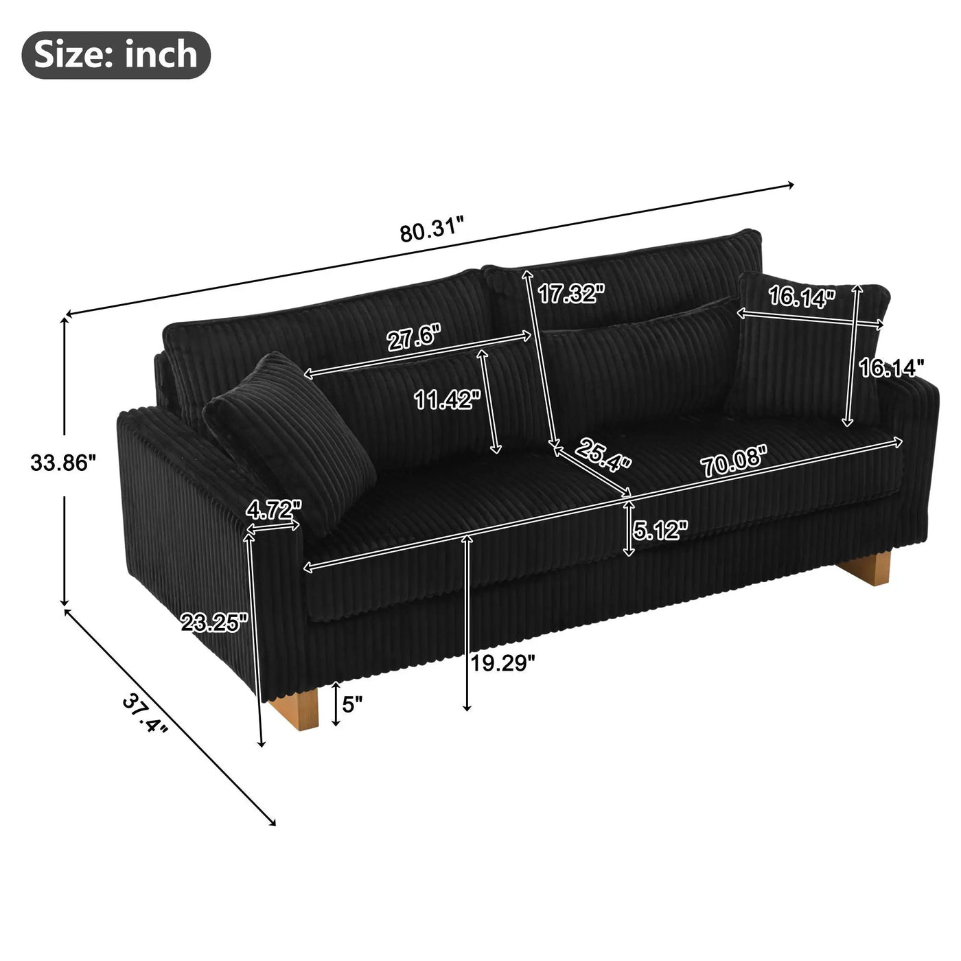 Modern Loveseat Sofa With 4 Pillows by HouseOfZazla
