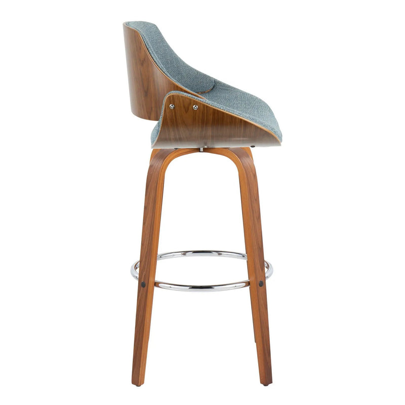 Fabrizzi - Mid Century Modern Fixed Height Barstool With Swivel With Round Footrest (Set of 2) by Unique Piece Furniture