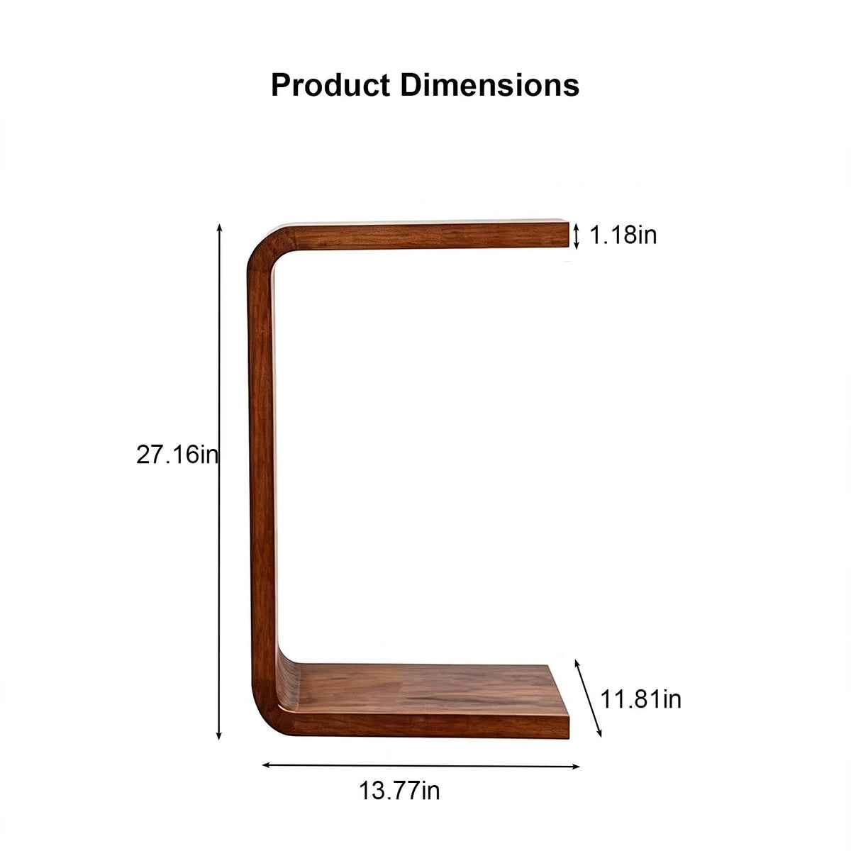 2-in-1 Convertible C Shaped Coffee Table with Modern Design - Rubber Wood, photo 7 of 7