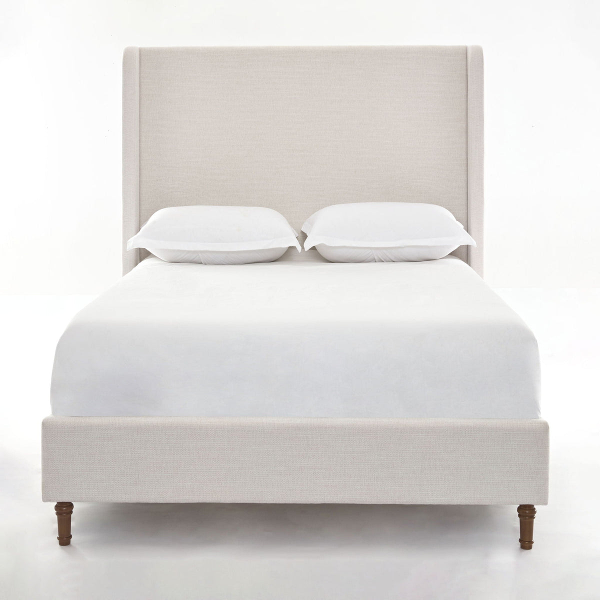 Tall Headboard Upholstered Bed with No Box Spring Needed - Cream, photo 36 of 40