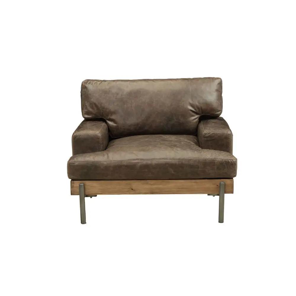 Silchester - Chair - Distress Chocolate Top Grain Leather & Oak by Unique Piece Furniture