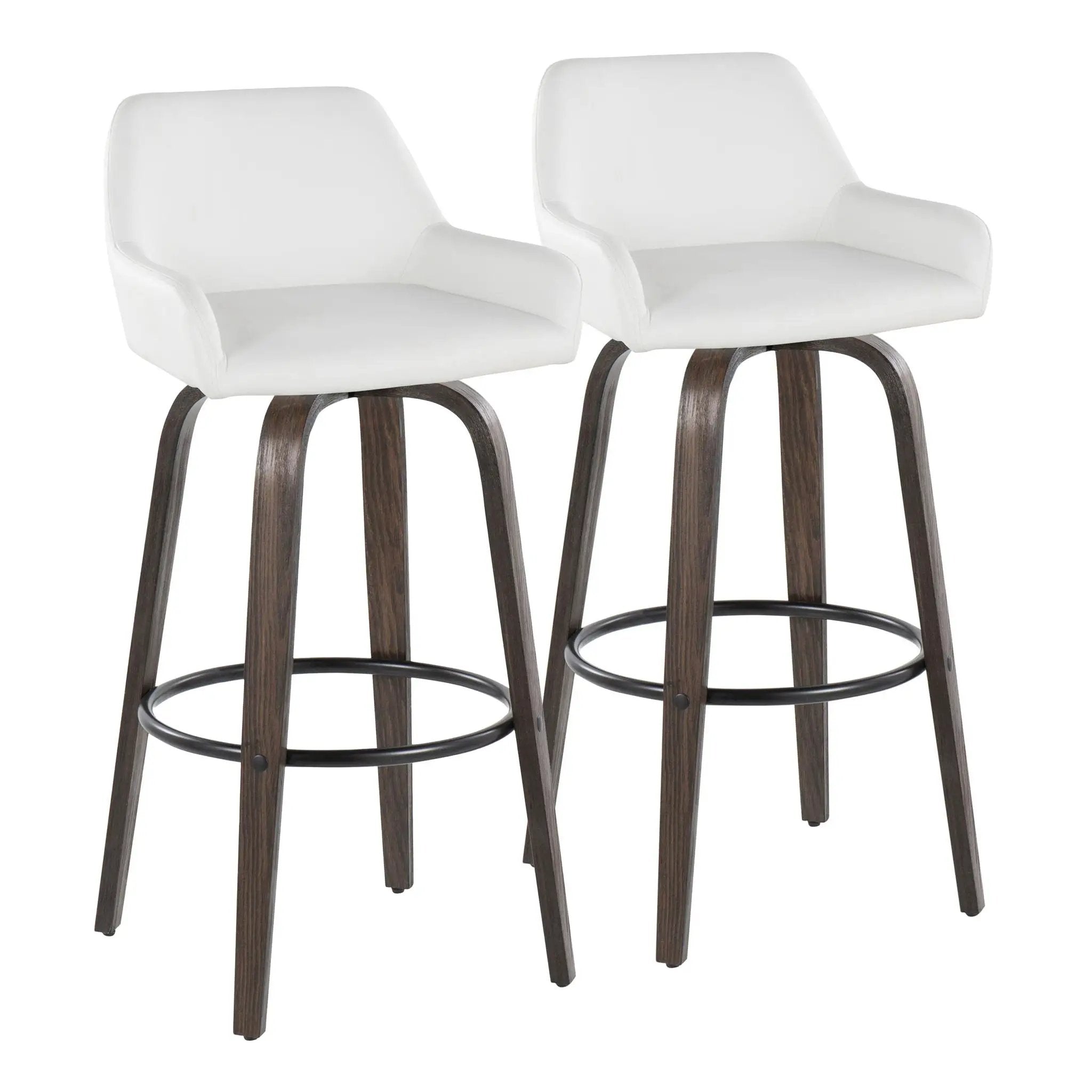 Daniella - Contemporary Fixed Height, Barstool With Swivel With Round Footrest (Set of 2) by HouseOfZazla