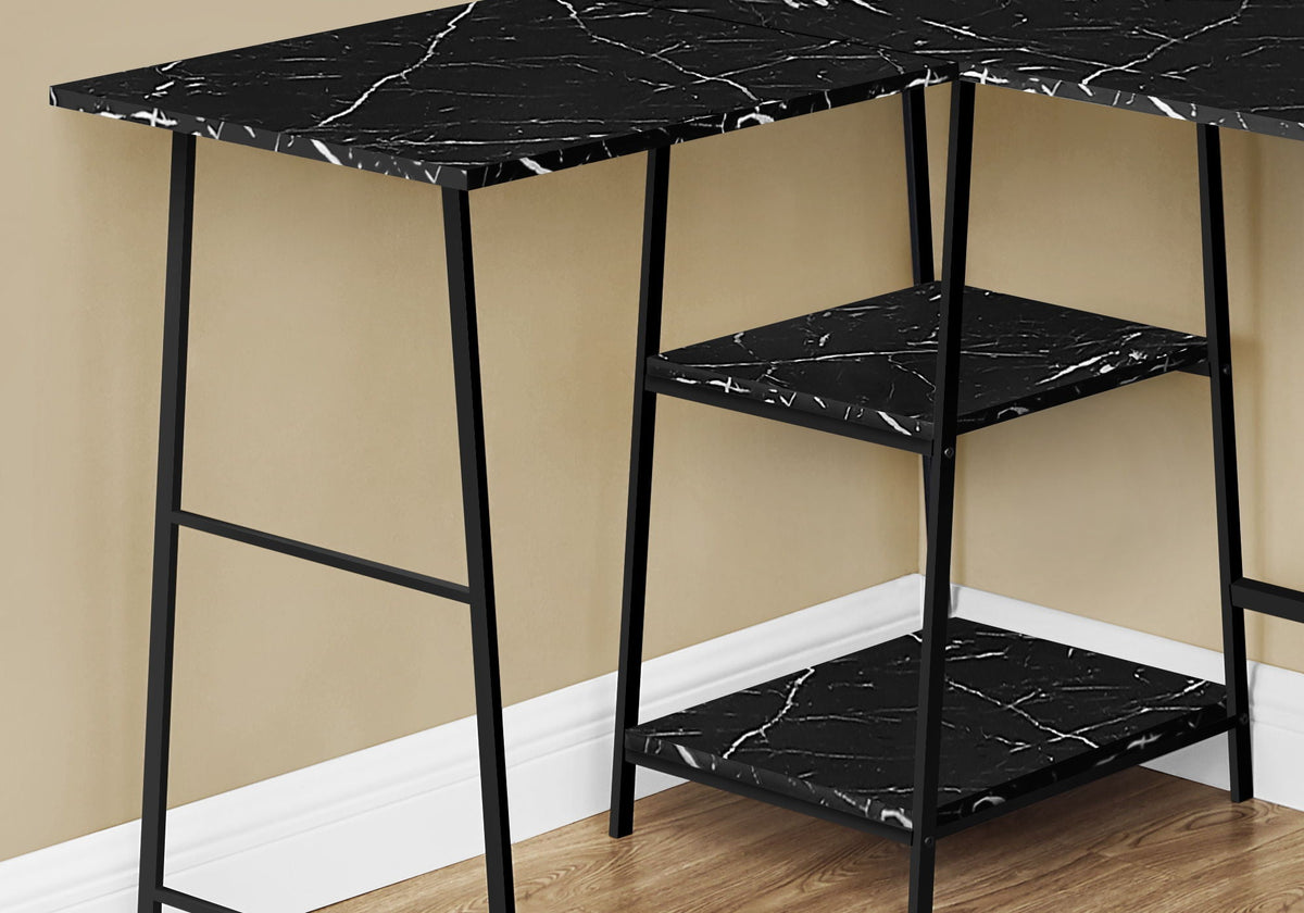 Contemporary L-Shape Corner Computer Desk with Marble Look Laminate - White or Black, photo 7 of 8