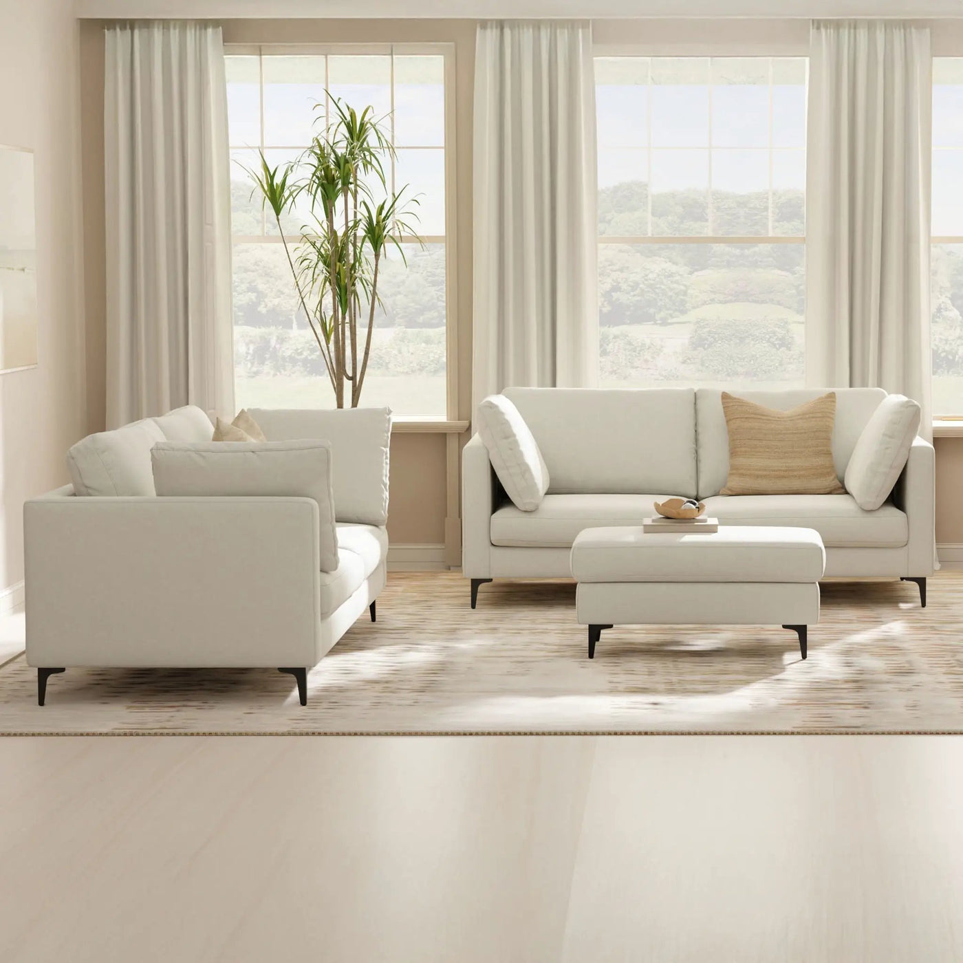 Ava - Mid Century Sofa With Ottoman Set by HouseOfZazla