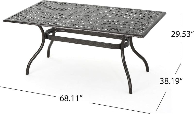 Ravenna 6-Person Metal Patio Dining Set with Rectangular Table by HouseOfZazla
