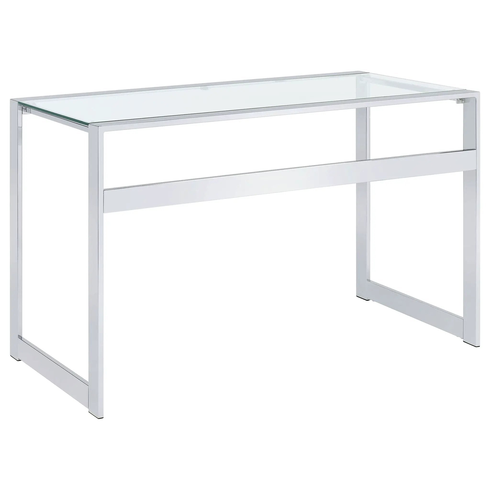 Hartford 47-inch Glass Top Writing Desk Chrome by Unique Piece Furniture