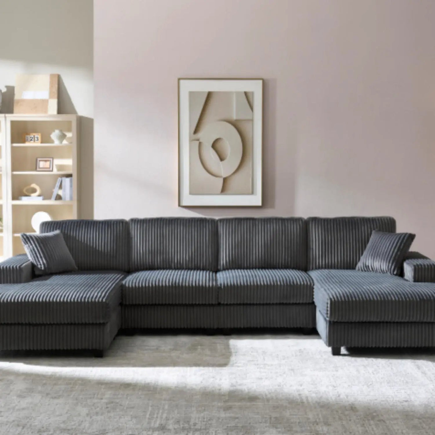 U-Shaped Convertible Sofa, 4 Seater Large Living Room Lounge by Unique Piece Furniture