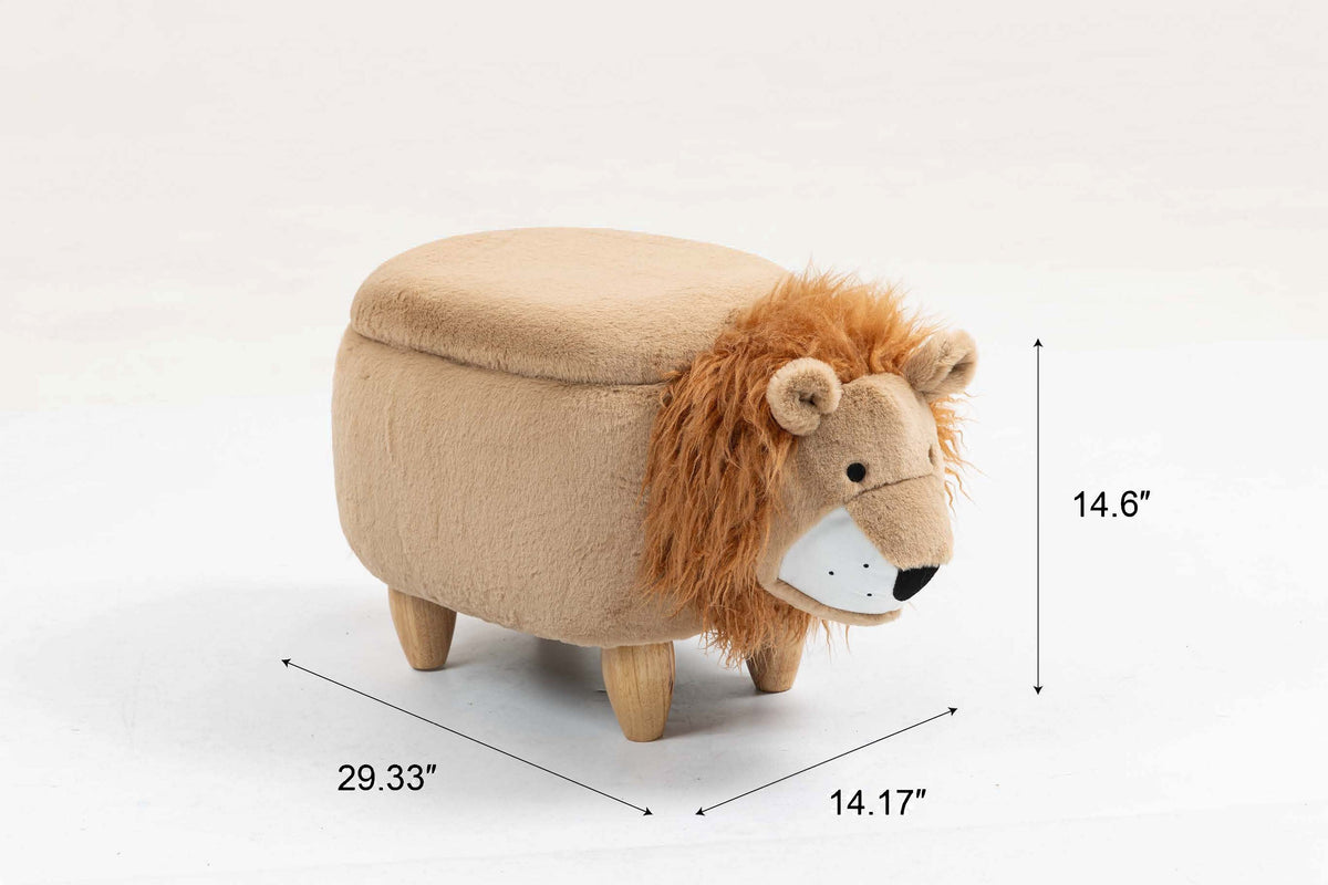 Luke the Lion Storage Ottoman with Hidden Storage - Faux Fur, photo 3 of 10