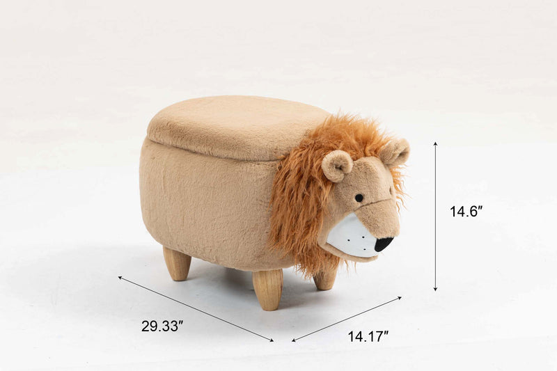 Luke the Lion Storage Ottoman with Hidden Storage - Faux Fur, photo 3 of 10