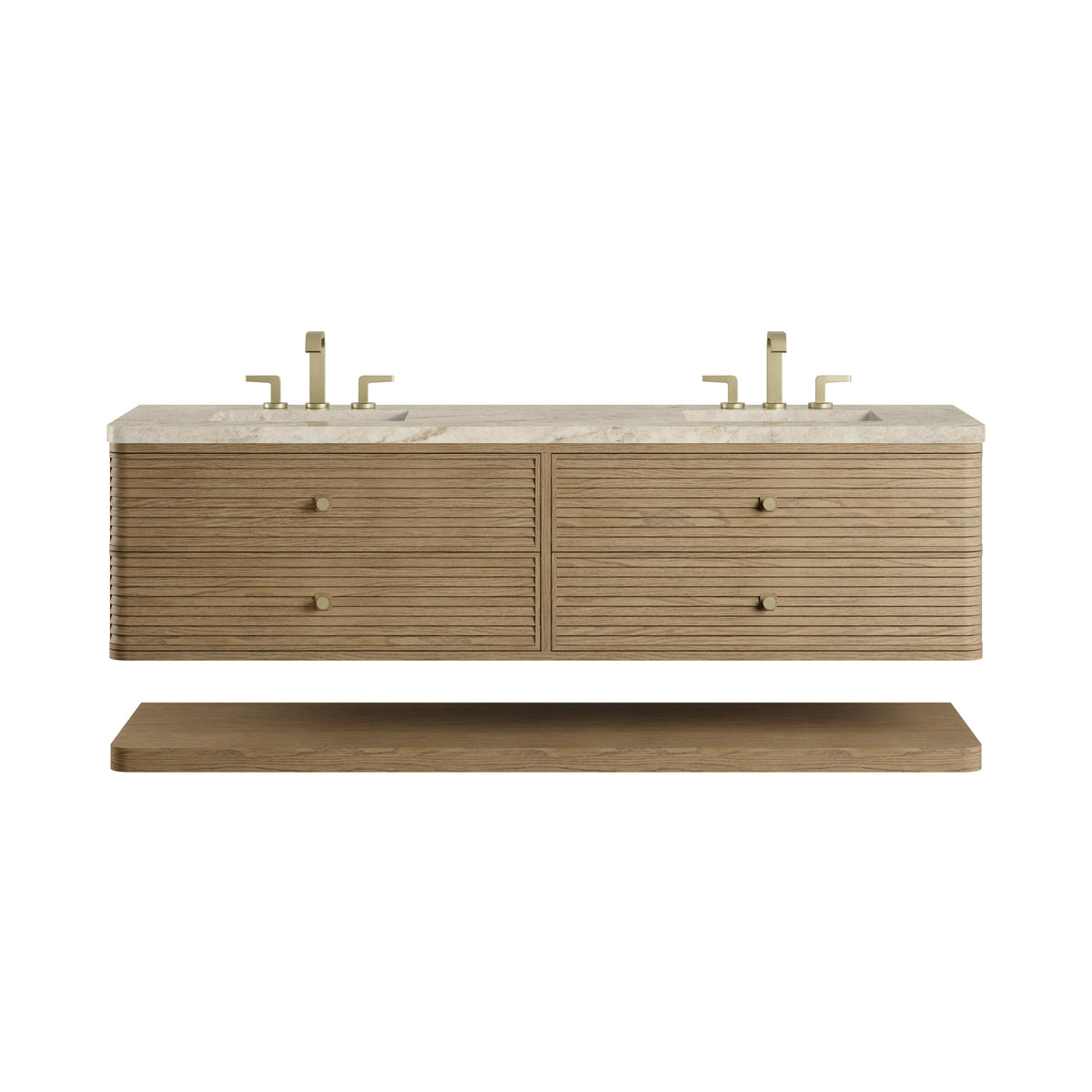 James Martin Allamari 72" Floating Double Bathroom Vanity, Dune Mist with Tajnar countertop