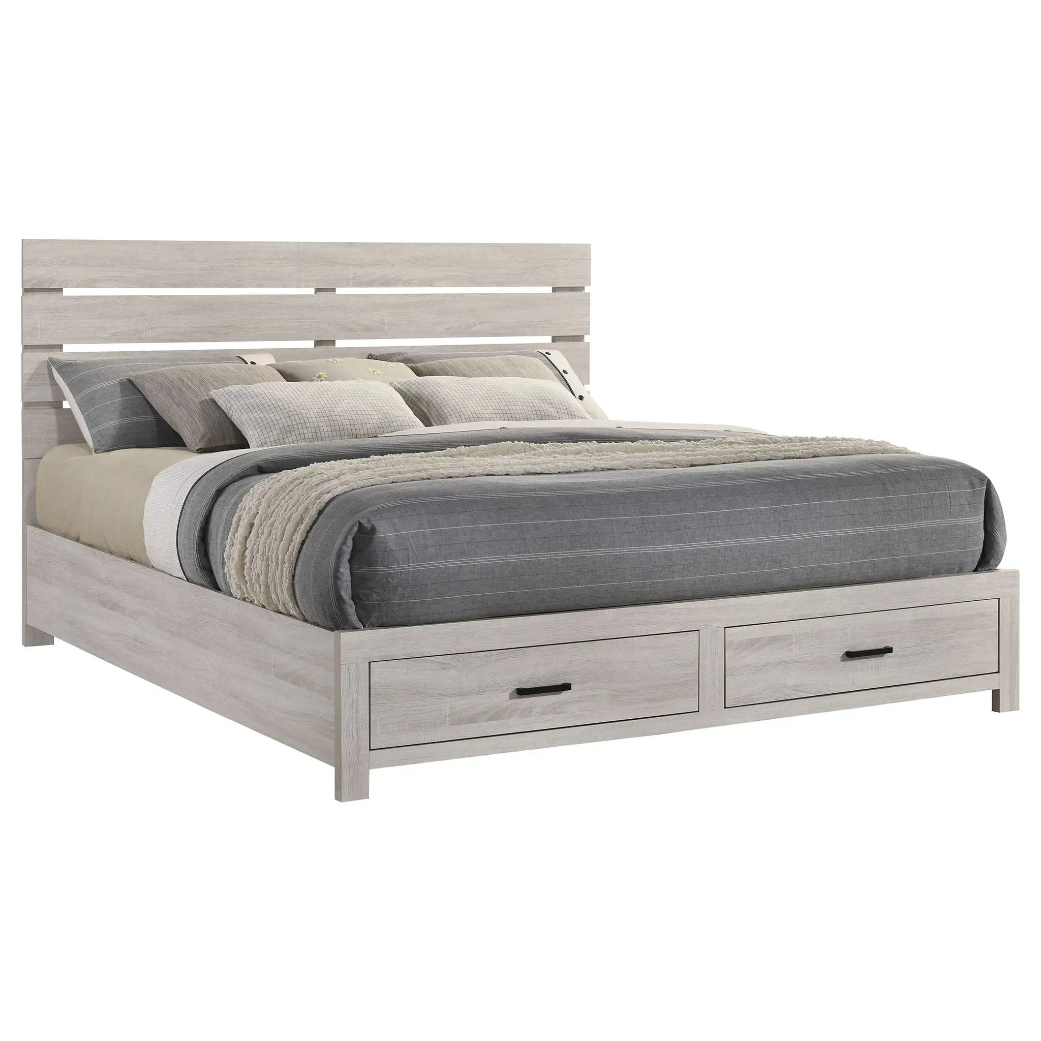 Brantford Wood Eastern King Storage Panel Bed Coastal White by Unique Piece Furniture