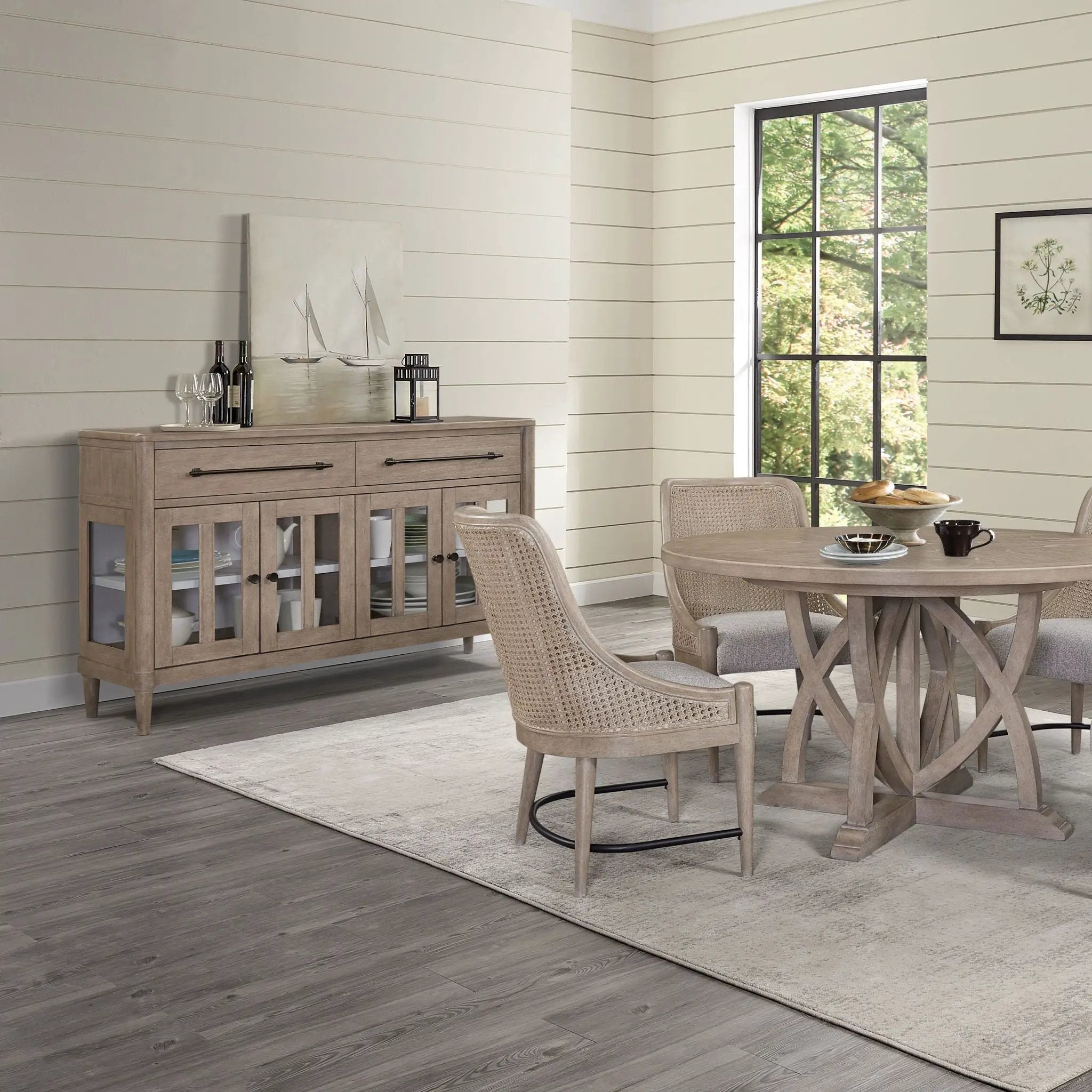 Power Ready - Buffet With Glass Cabinet Doors - Sand by Unique Piece Furniture