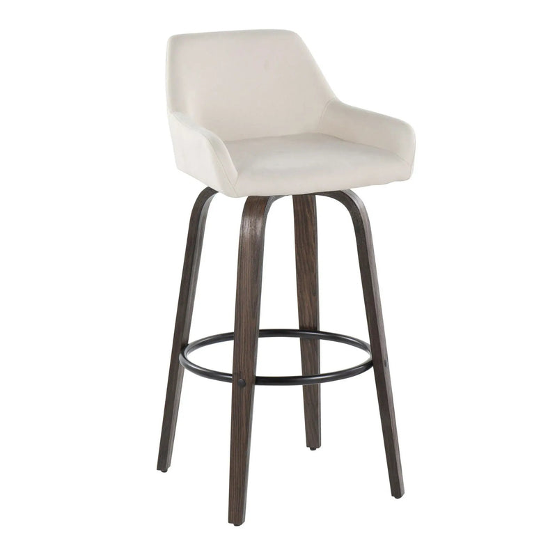 Daniella - Contemporary Fixed Height, Barstool With Swivel With Round Footrest (Set of 2) by Unique Piece Furniture