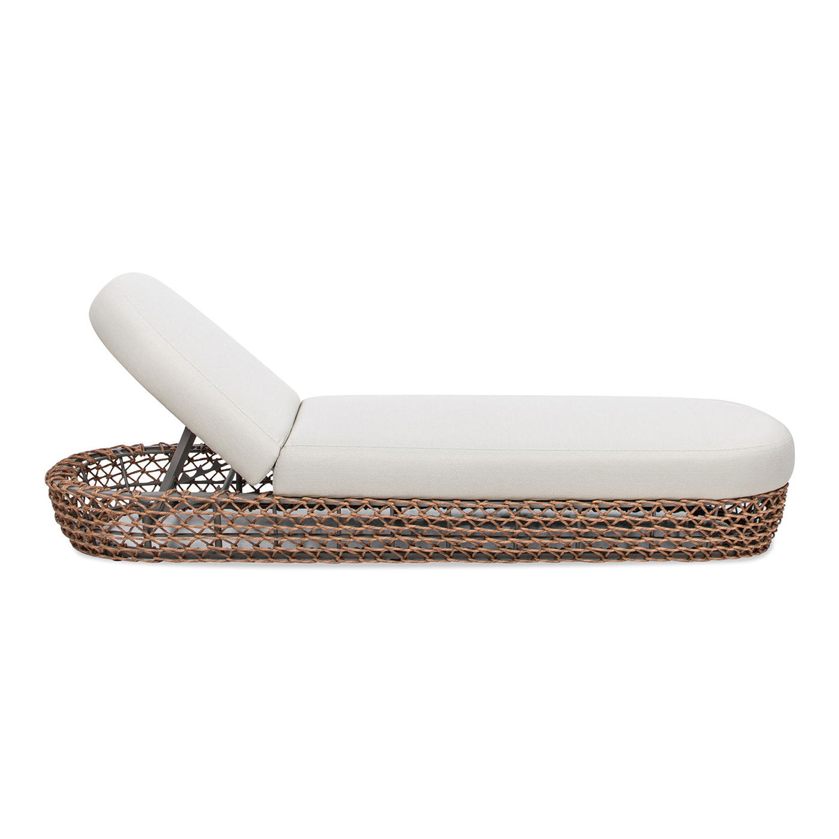 Sunbrella Upholstered Patio Lounger with Adjustable Backrest - Dark Brown
