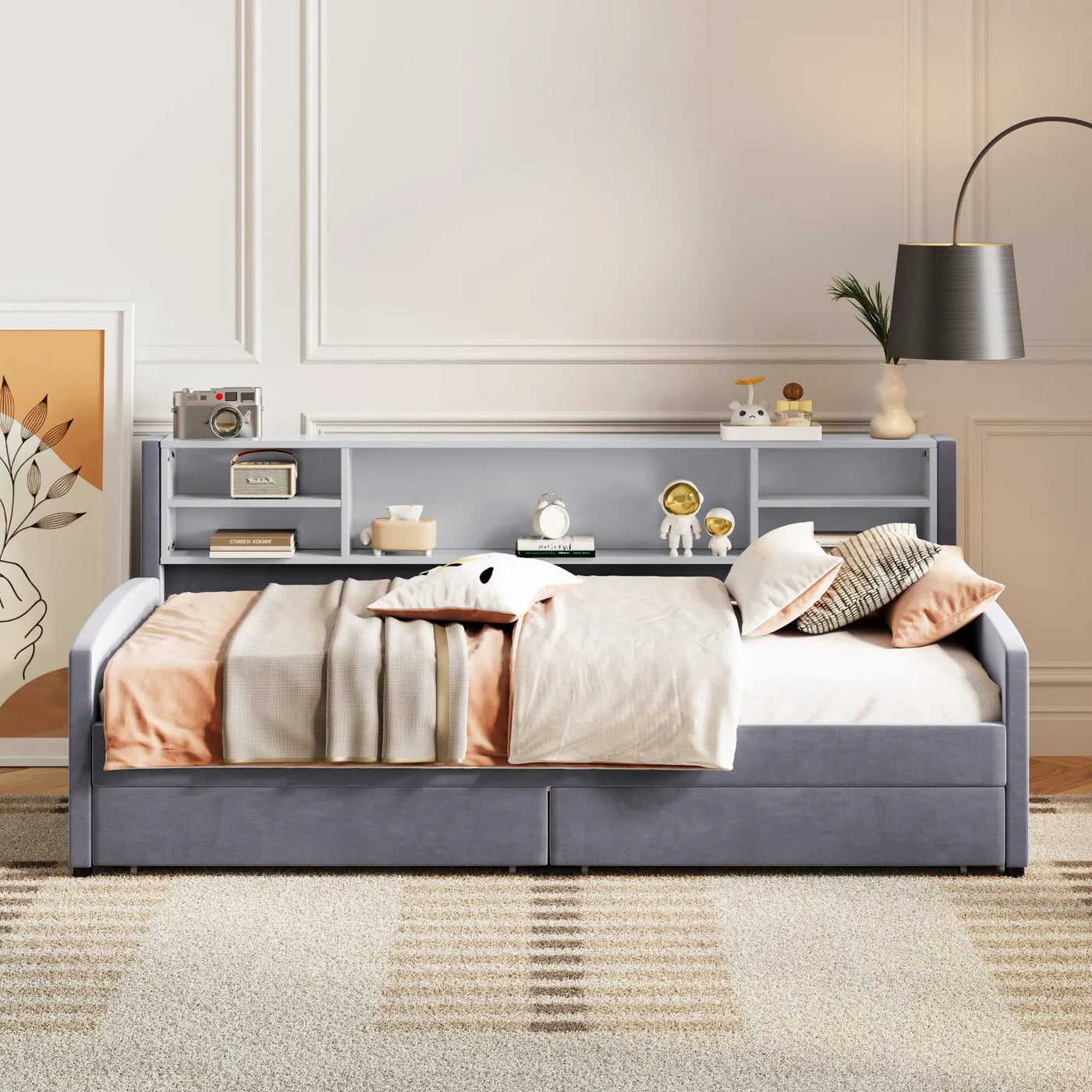 Luxurious Upholstered Platform Bed With Storage Drawers by HouseOfZazla