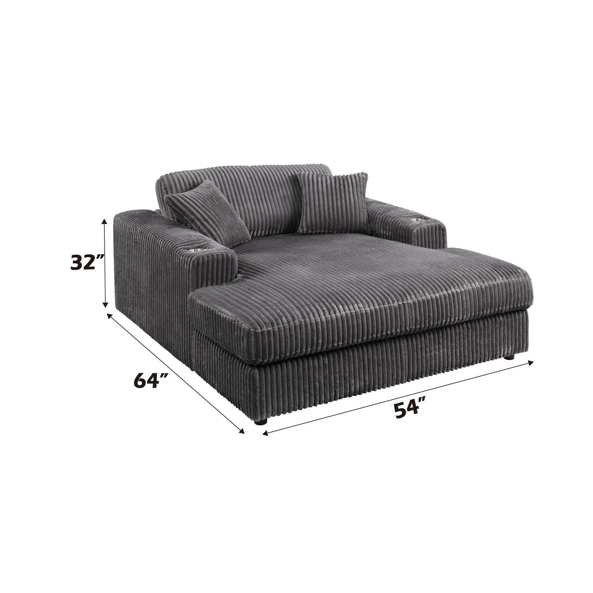 Hilde Chaise - With 2 Pillows - Dark Gray by HouseOfZazla