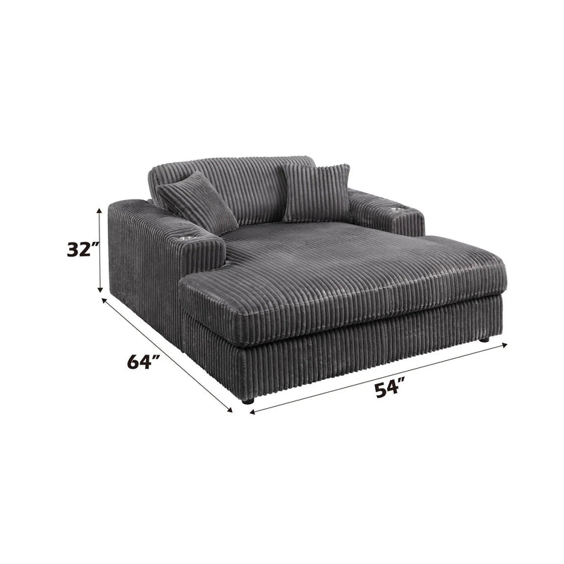 Hilde Chaise - With 2 Pillows - Dark Gray by HouseOfZazla