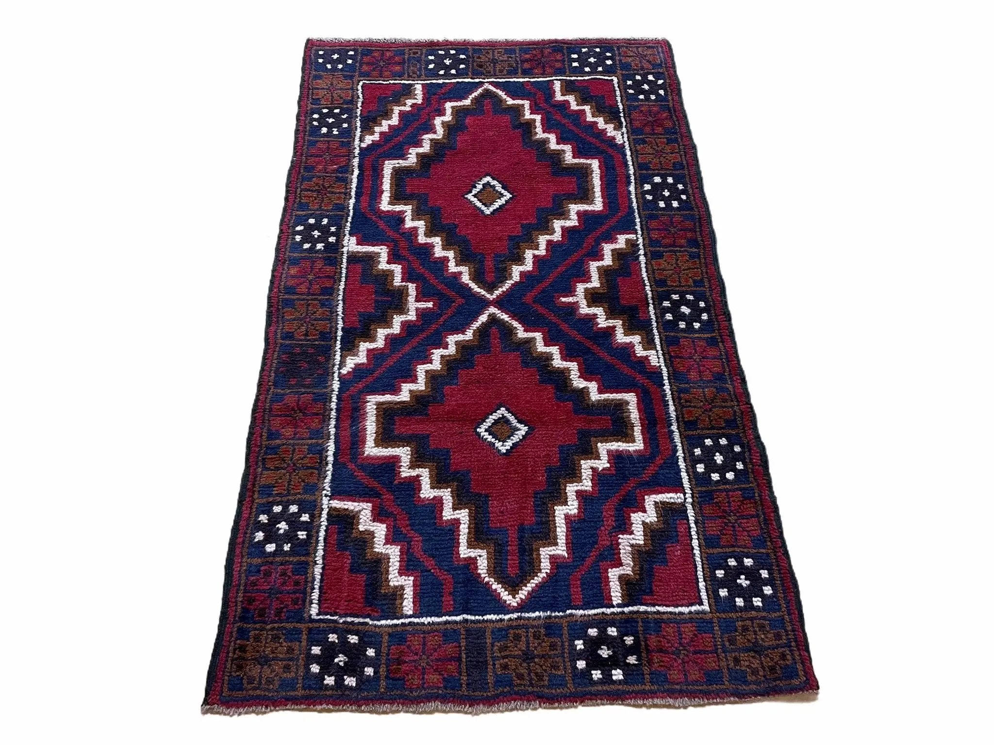3 X 5 Vintage Handmade Tribal Wool Rug Balouchi Rug Afghan Rug Red Beige Nice by Jewel Rugs