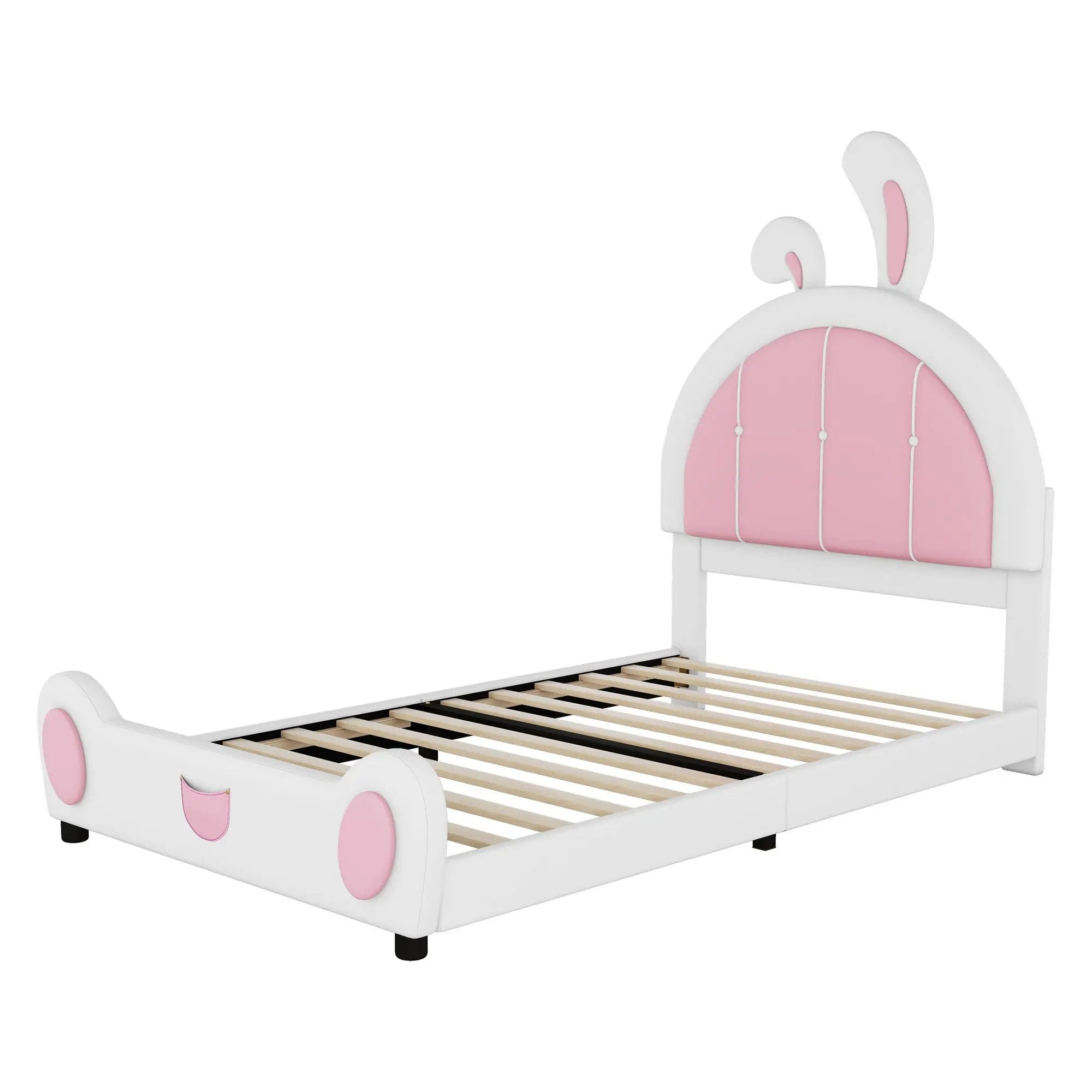 Upholstered Platform Bed With Rabbit Shaped Headboard by HouseOfZazla