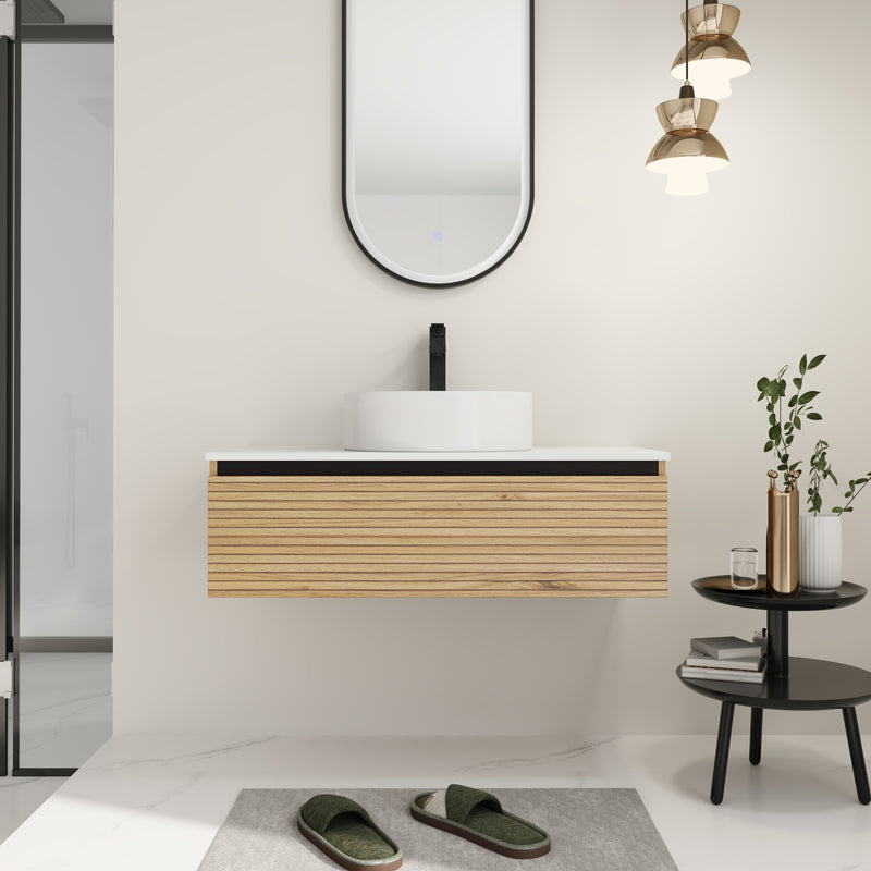 36'' Wall Mounted Bathroom Vanity with Resin Sink, photo 2 of 10