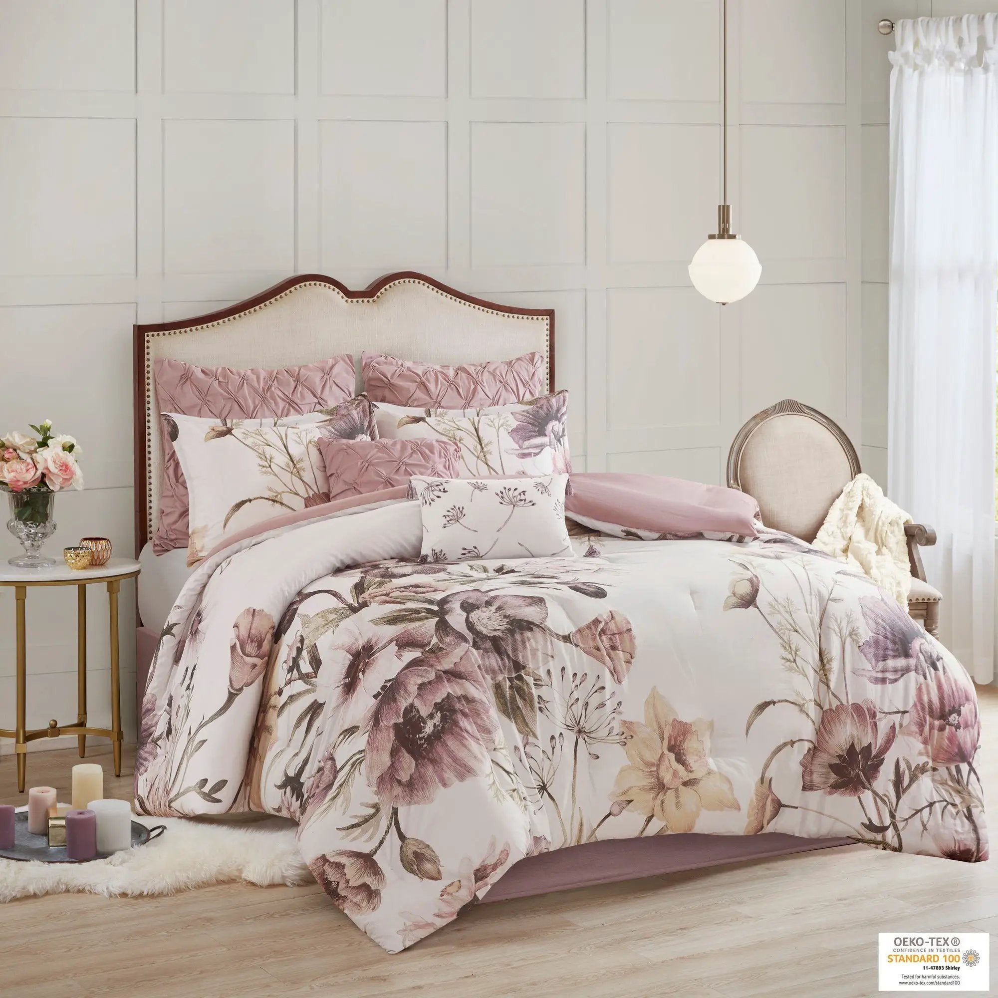 8 Piece Cotton Printed Comforter Set Blush King by HouseOfZazla