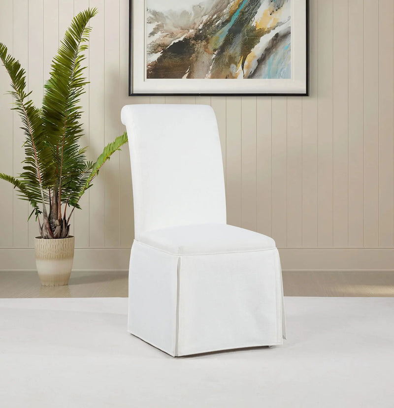 Shawna Upholstered Skirted Side Chair White (Set of 2) by Unique Piece Furniture