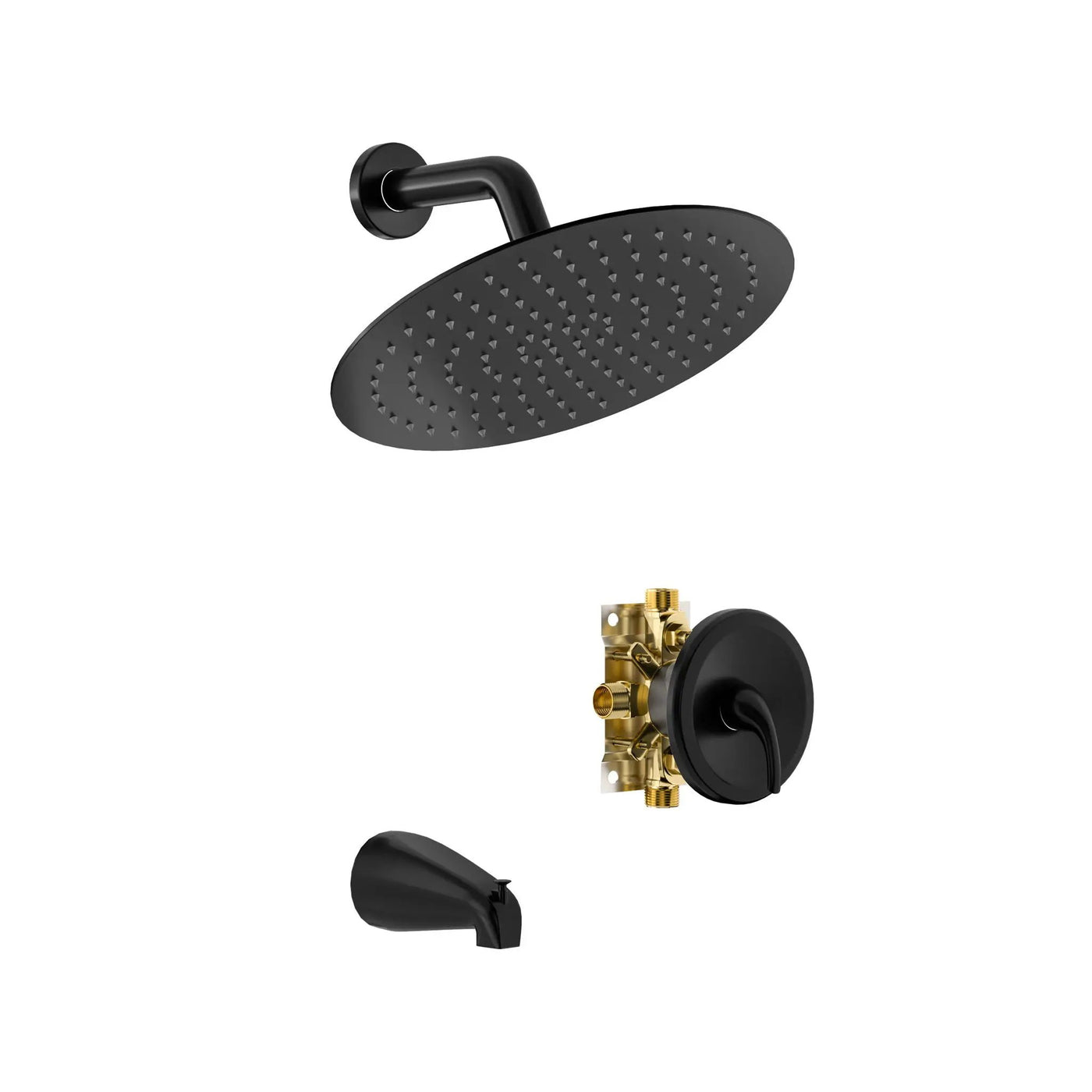 10" Round Rain Shower Head System With Waterfall Tub Spout, Wall Mounted, Stainless Steel by HouseOfZazla