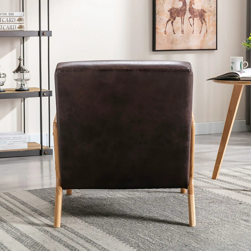 Open Framed Armchair With Cushioning Brown - Dark Brown by HouseOfZazla