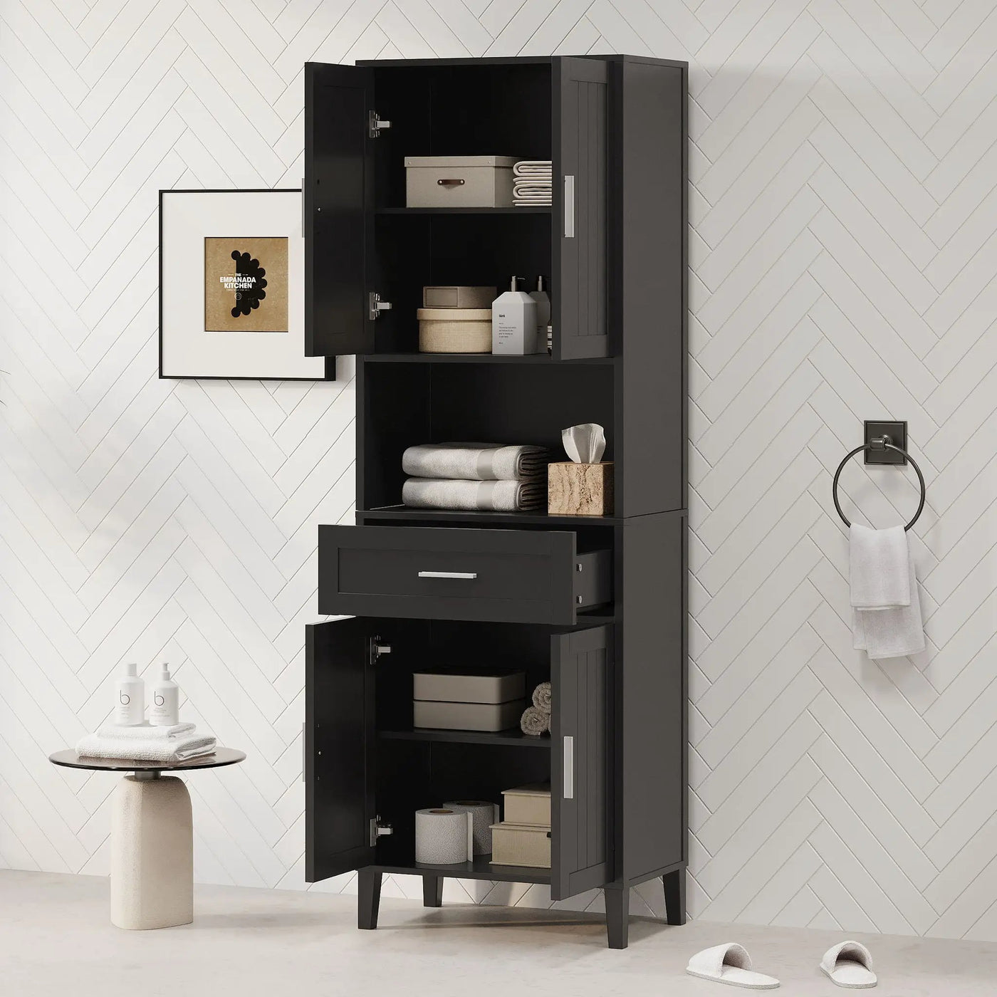 Freestanding Tall Bathroom Cabinet With Soft Close Doors And Adjustable Shelves by HouseOfZazla