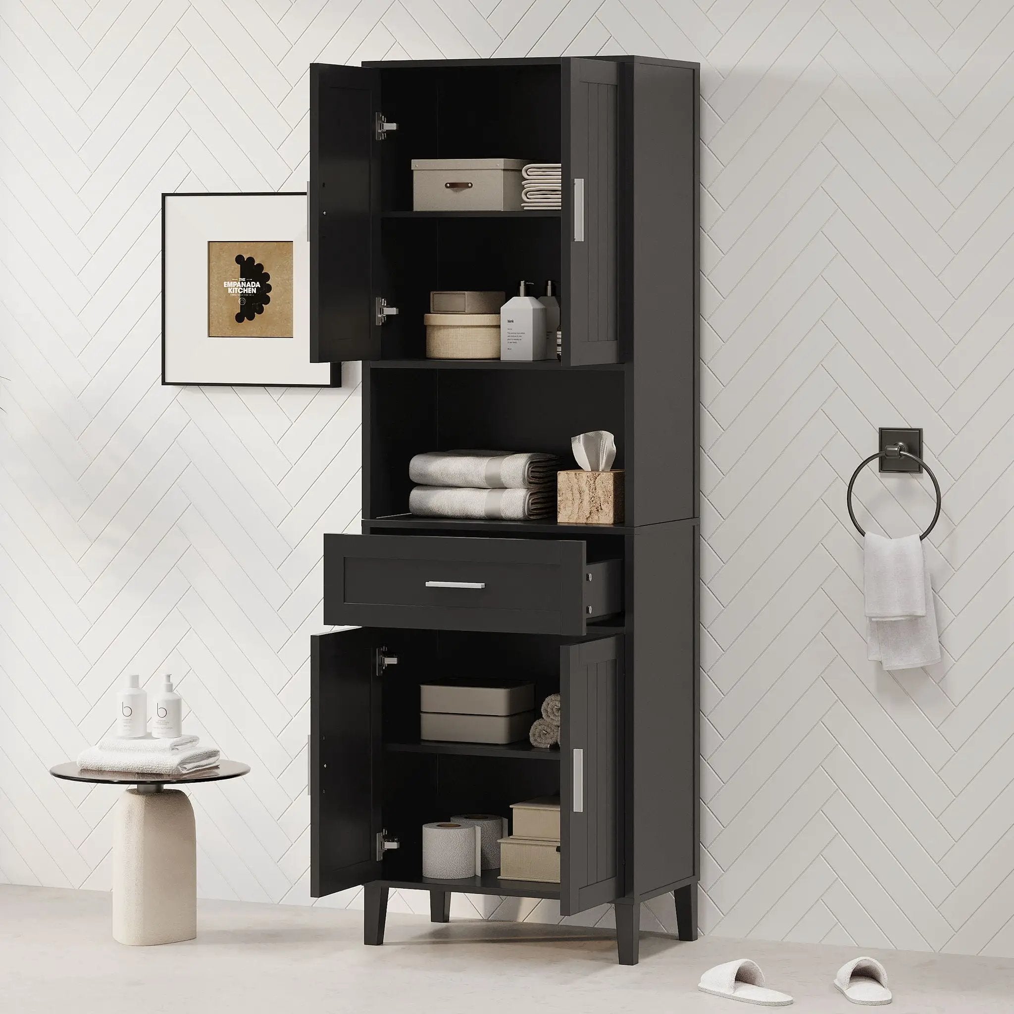 Freestanding Tall Bathroom Cabinet With Soft Close Doors And Adjustable Shelves by HouseOfZazla