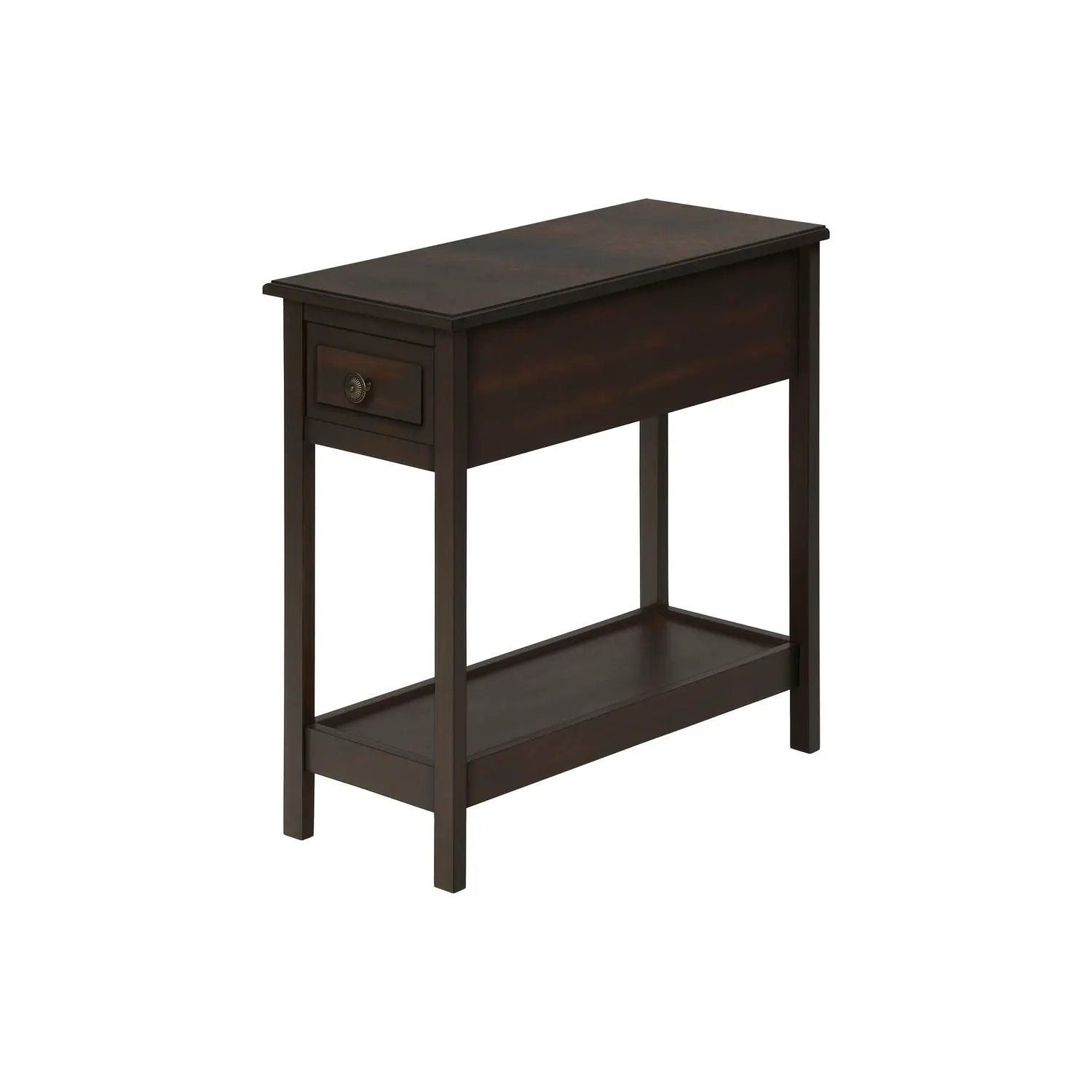 Accent End Table, 2 Tier, Storage Drawer, Transitional - Walnut by Unique Piece Furniture