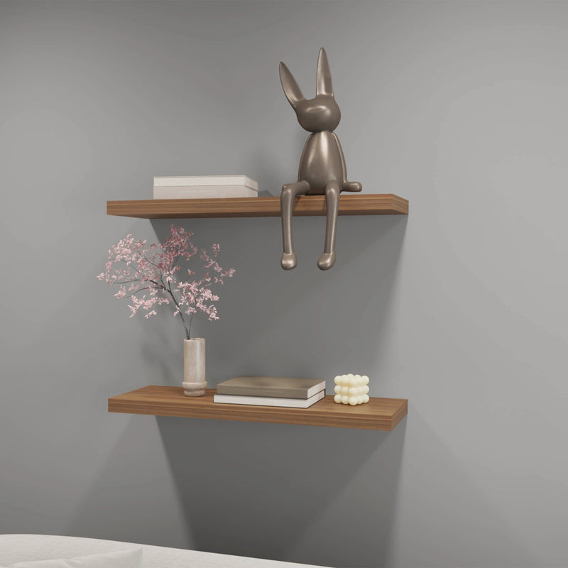 Mahogany Floating Shelf Set of 2 with Minimalist Design - Mahogany