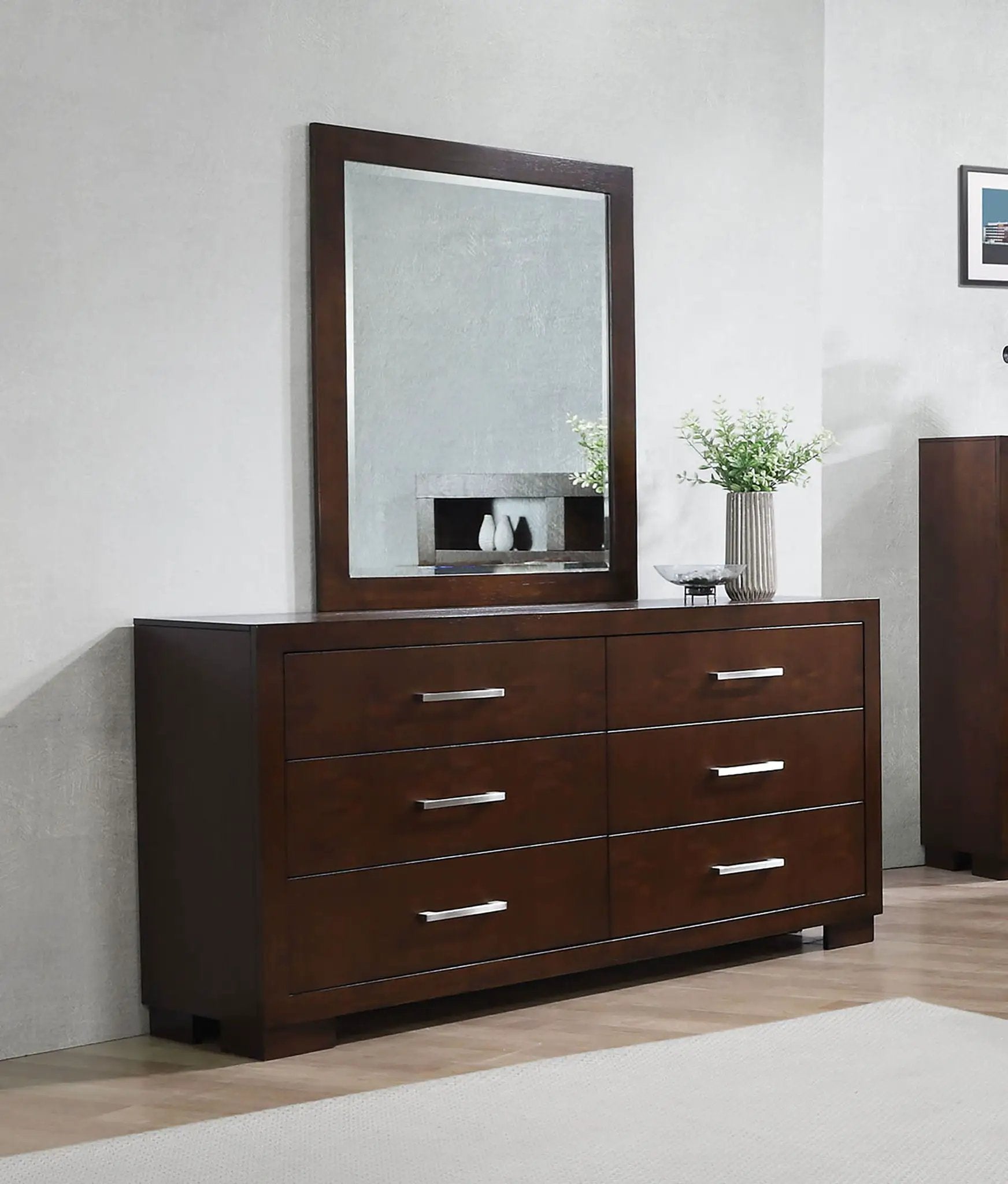 Jessica 6-drawer Dresser with Mirror Cappuccino by Unique Piece Furniture