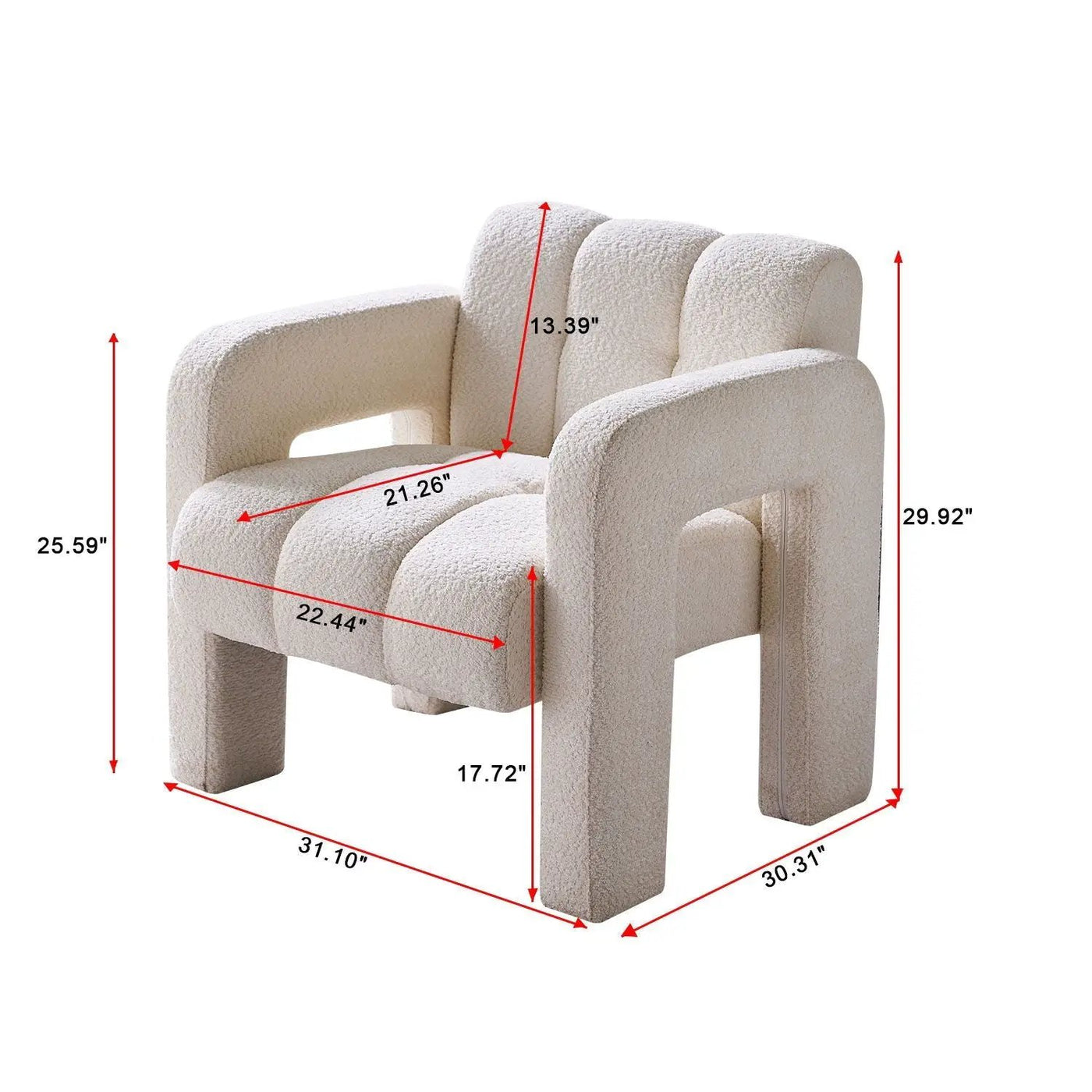 31.10" Boucle Upholstered Accent Chair by HouseOfZazla