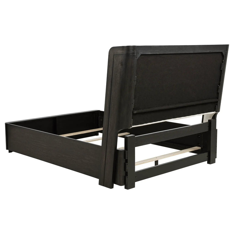 Leandro 55-inch Queen Wingback Bed Burnished Black by Unique Piece Furniture