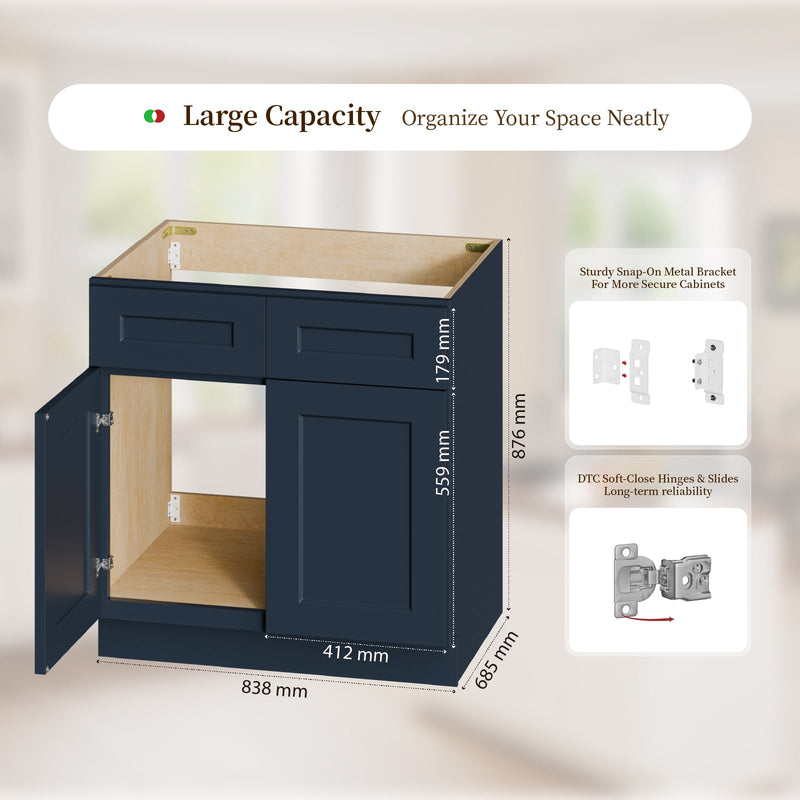 Shaker RTA 33" Kitchen Sink Base Cabinet, Painted by HouseOfZazla