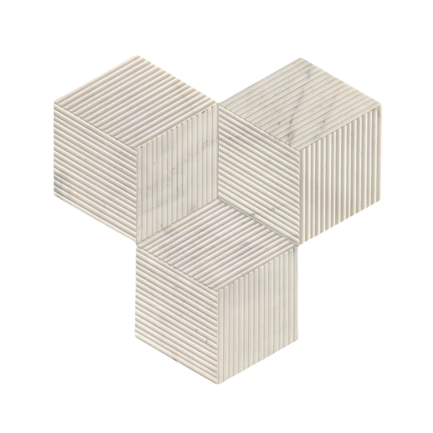 Hexagon Natural Stone Marble Tile, 3D Fluted (Set of 12) by HouseOfZazla