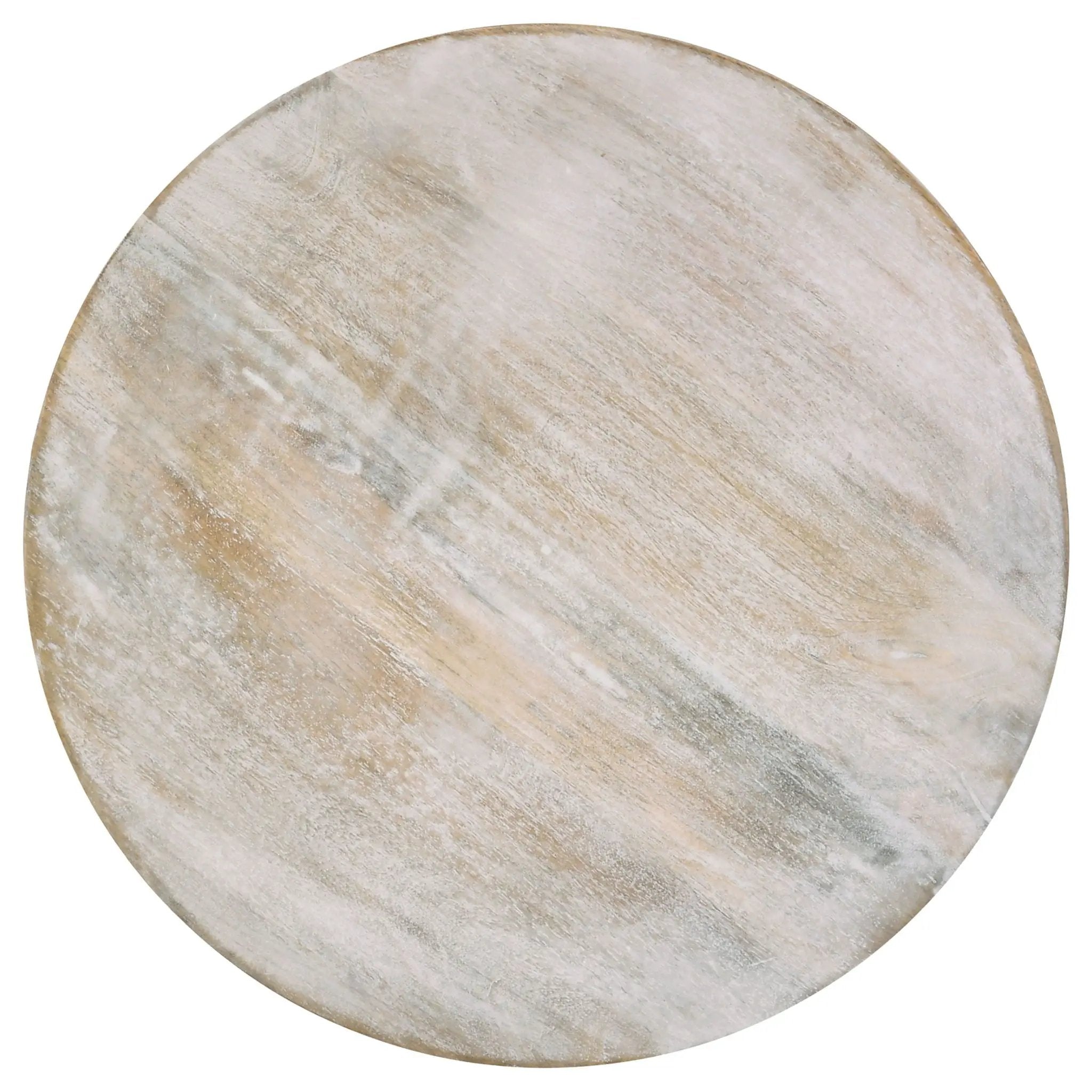 Dianella Round Pedestal Base Accent Side Table White Washed by Unique Piece Furniture