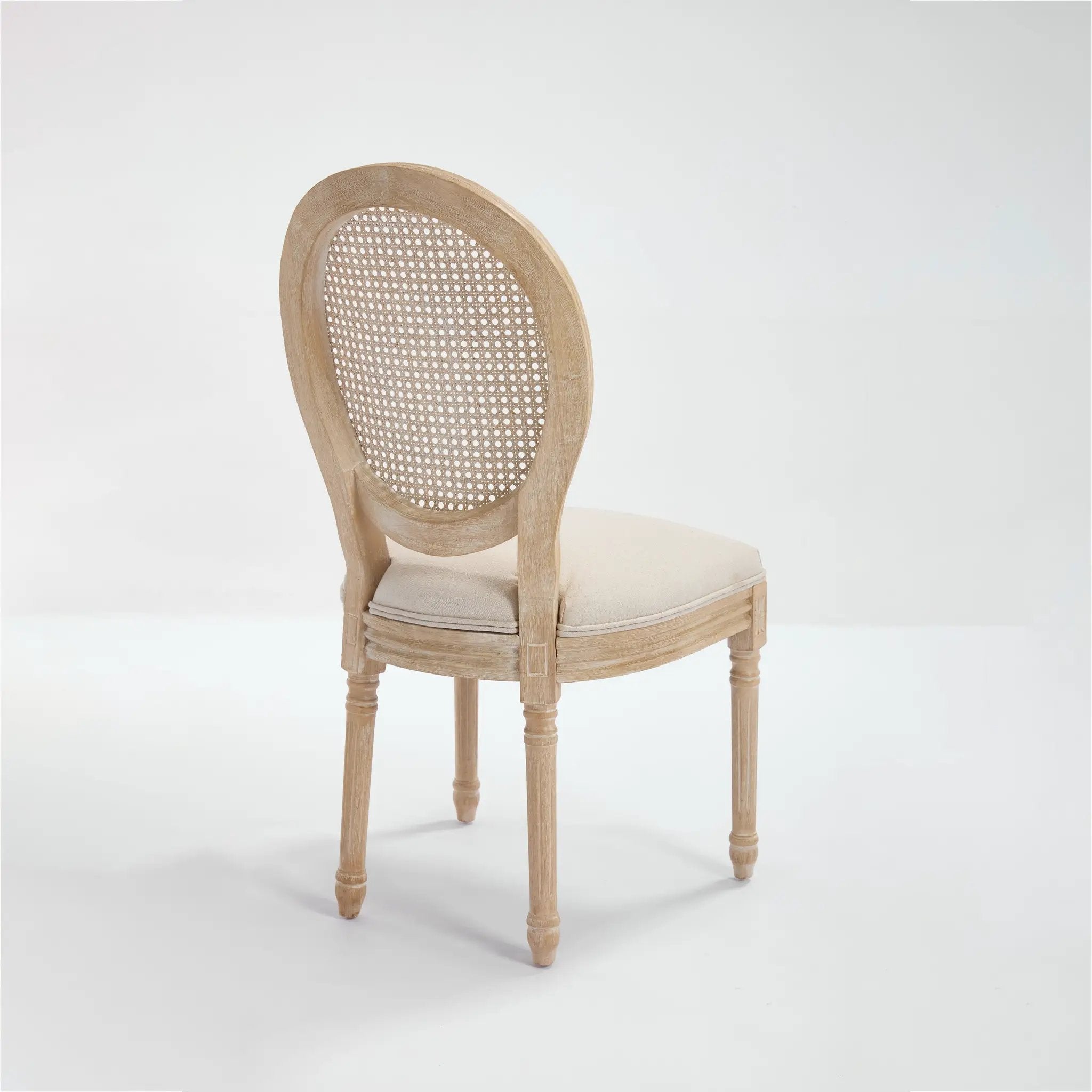 French Country Dining Chairs Set of 2 Upholstered with Rattan Back by HouseOfZazla