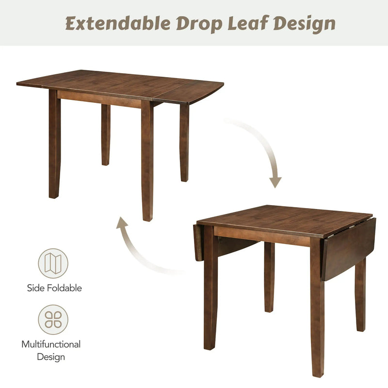 TOPMAX 3-Piece Wood Drop Leaf Breakfast Nook Dining Table Set with 2 X-back Chairs by HouseOfZazla