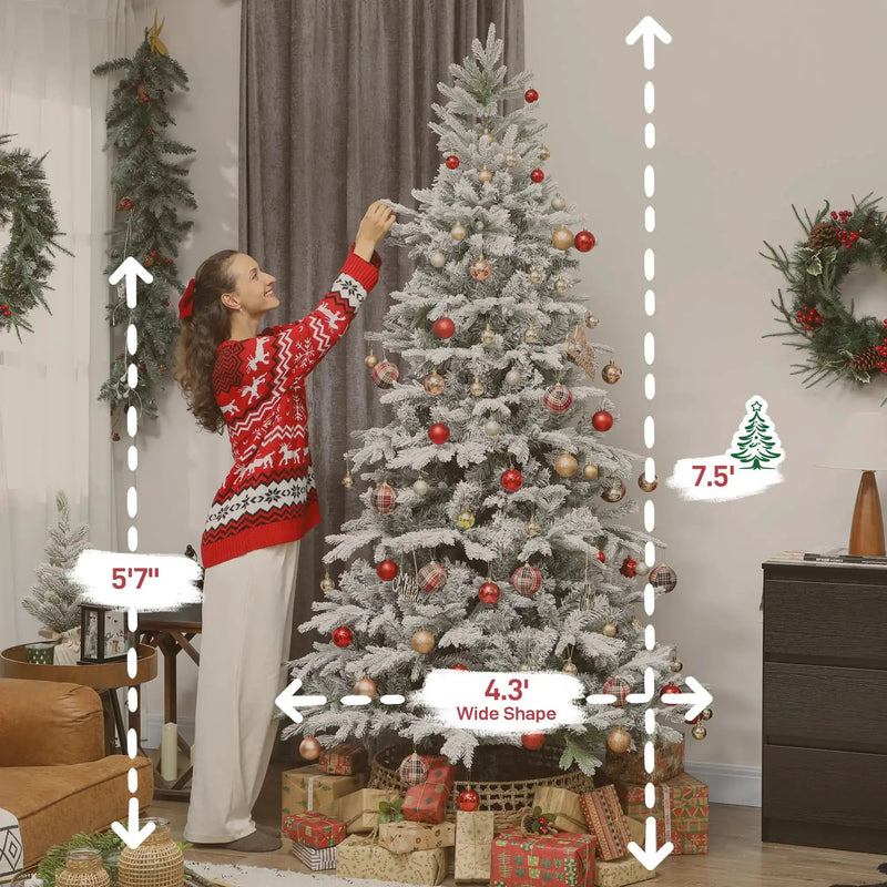 7.5 Ft Artificial Frosted Christmas Tree by HouseOfZazla