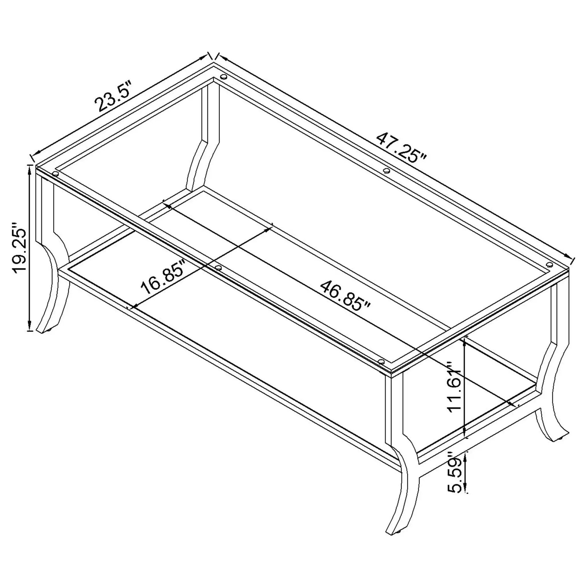 Saide Rectangular Glass Top Coffee Table Chrome by Unique Piece Furniture