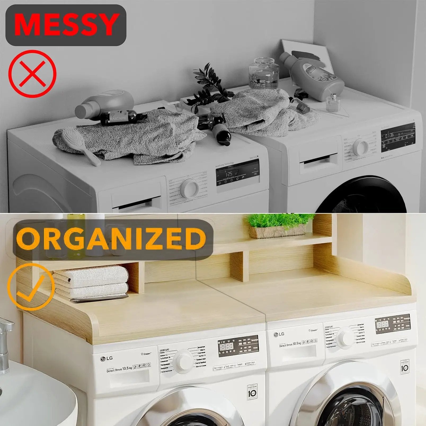 Washer Dryer Countertop with Non-slip Pads by HouseOfZazla