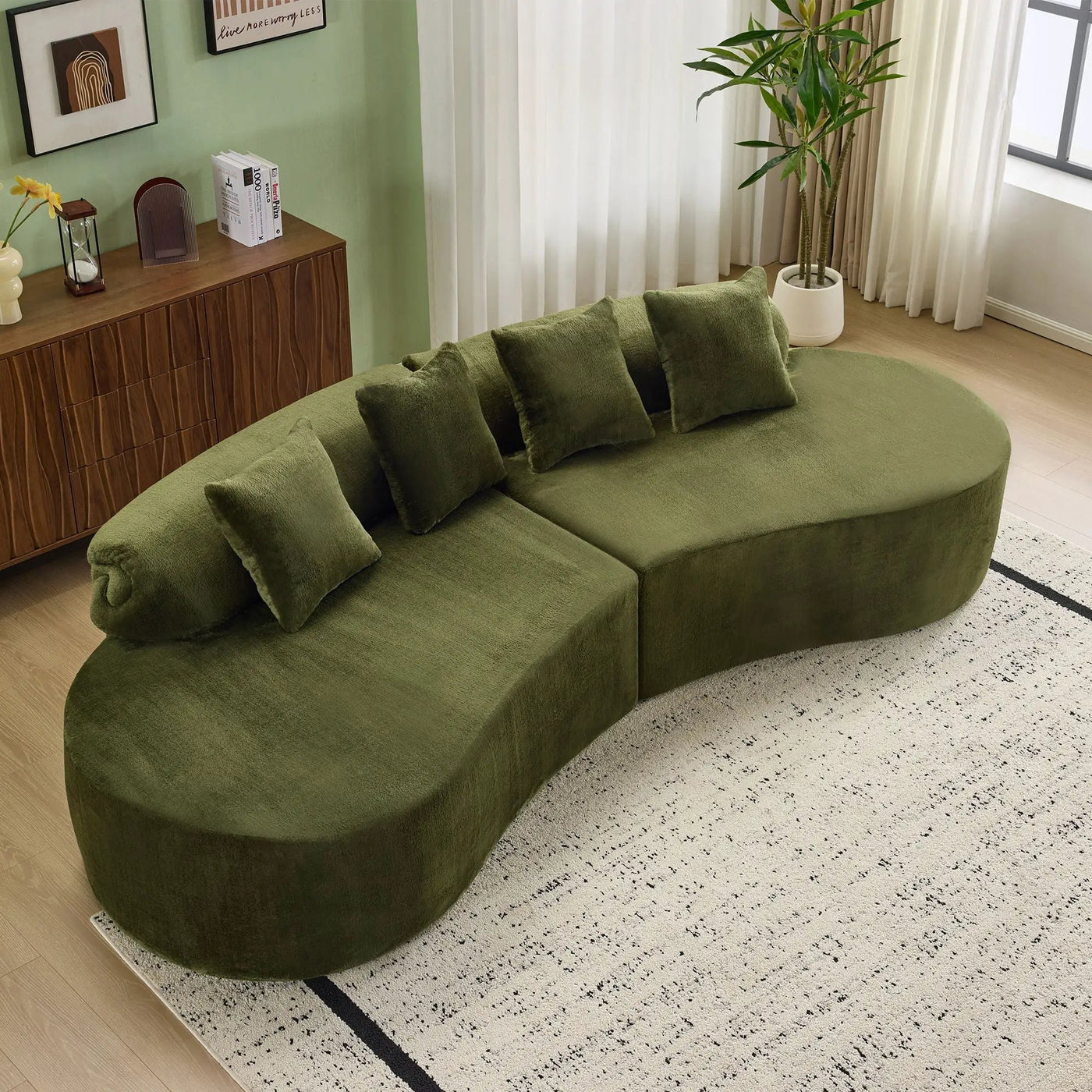 Modern Curved Sofa With Pillows by HouseOfZazla